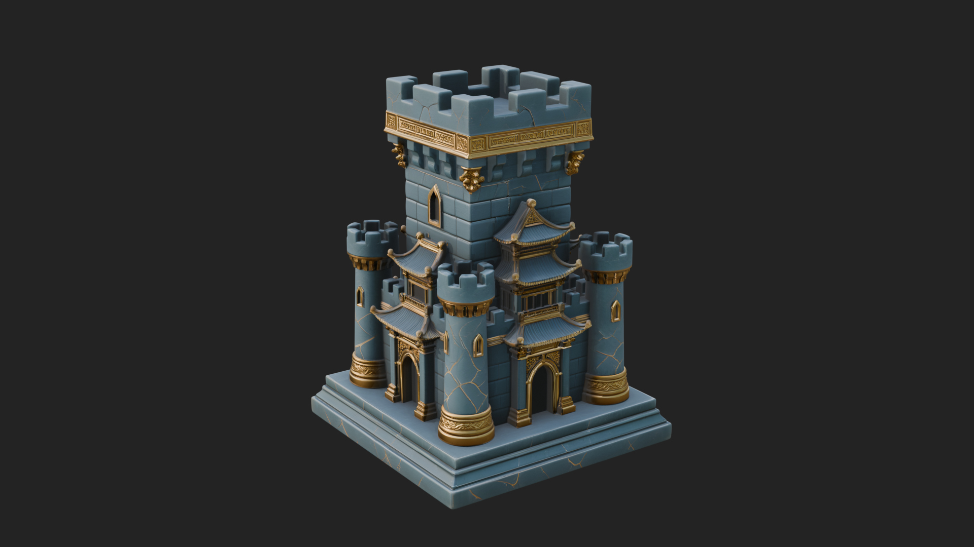Battlement Castle Tower Design 2 3D Print Model 3D Model