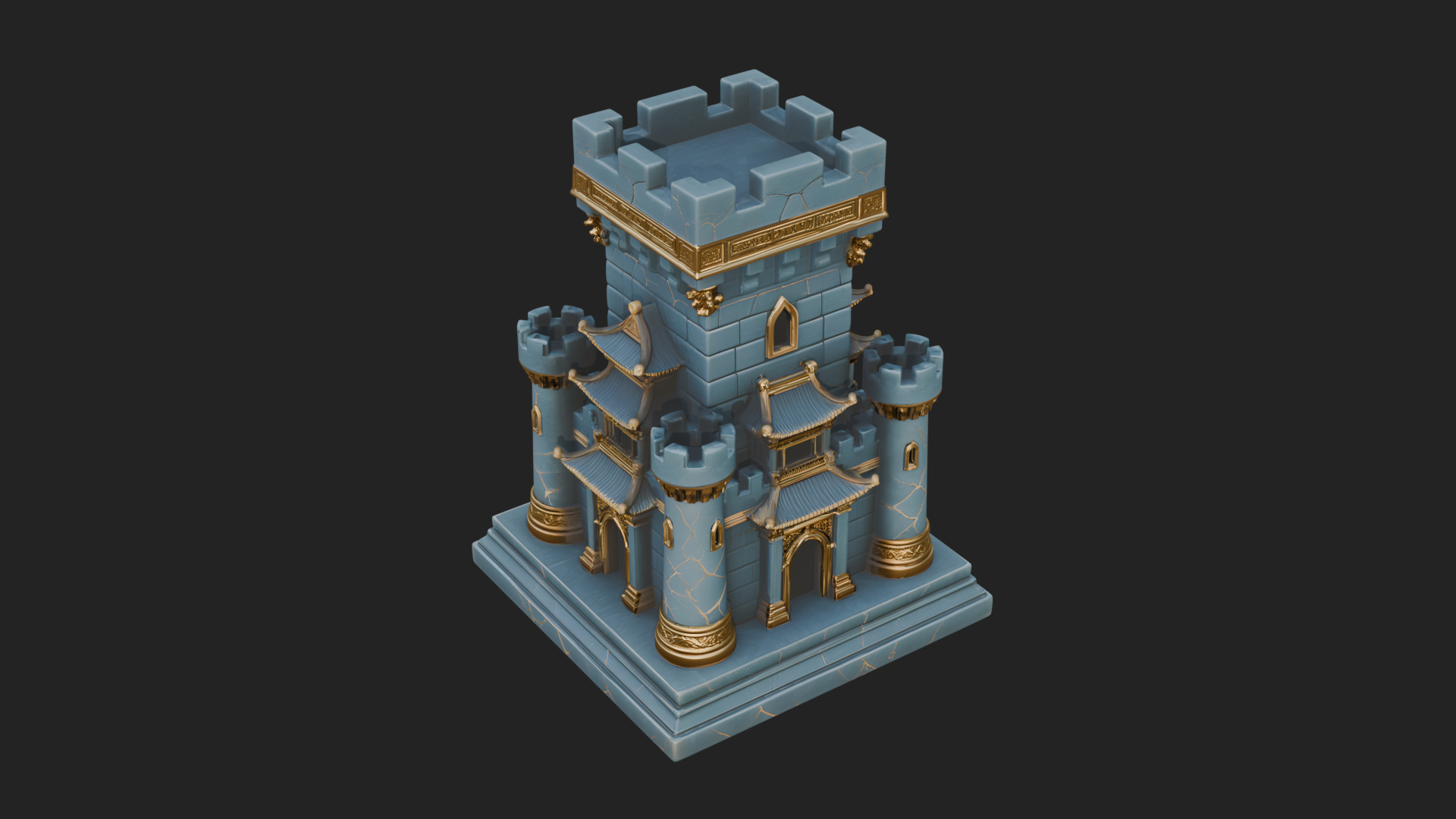 Battlement Castle Tower Design 2 3D Print Model 3D Model
