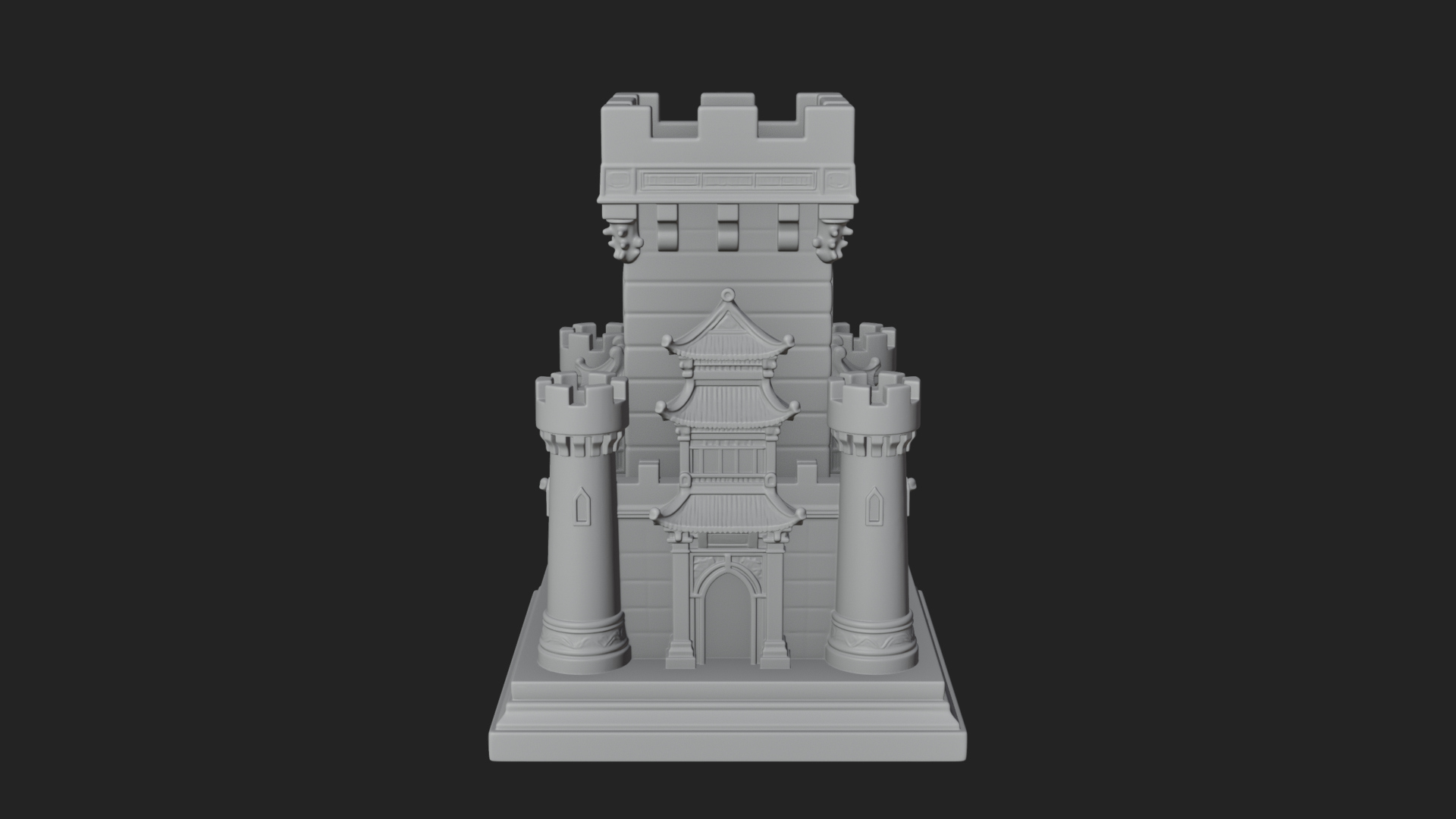Battlement Castle Tower Design 2 3D Print Model 3D Model