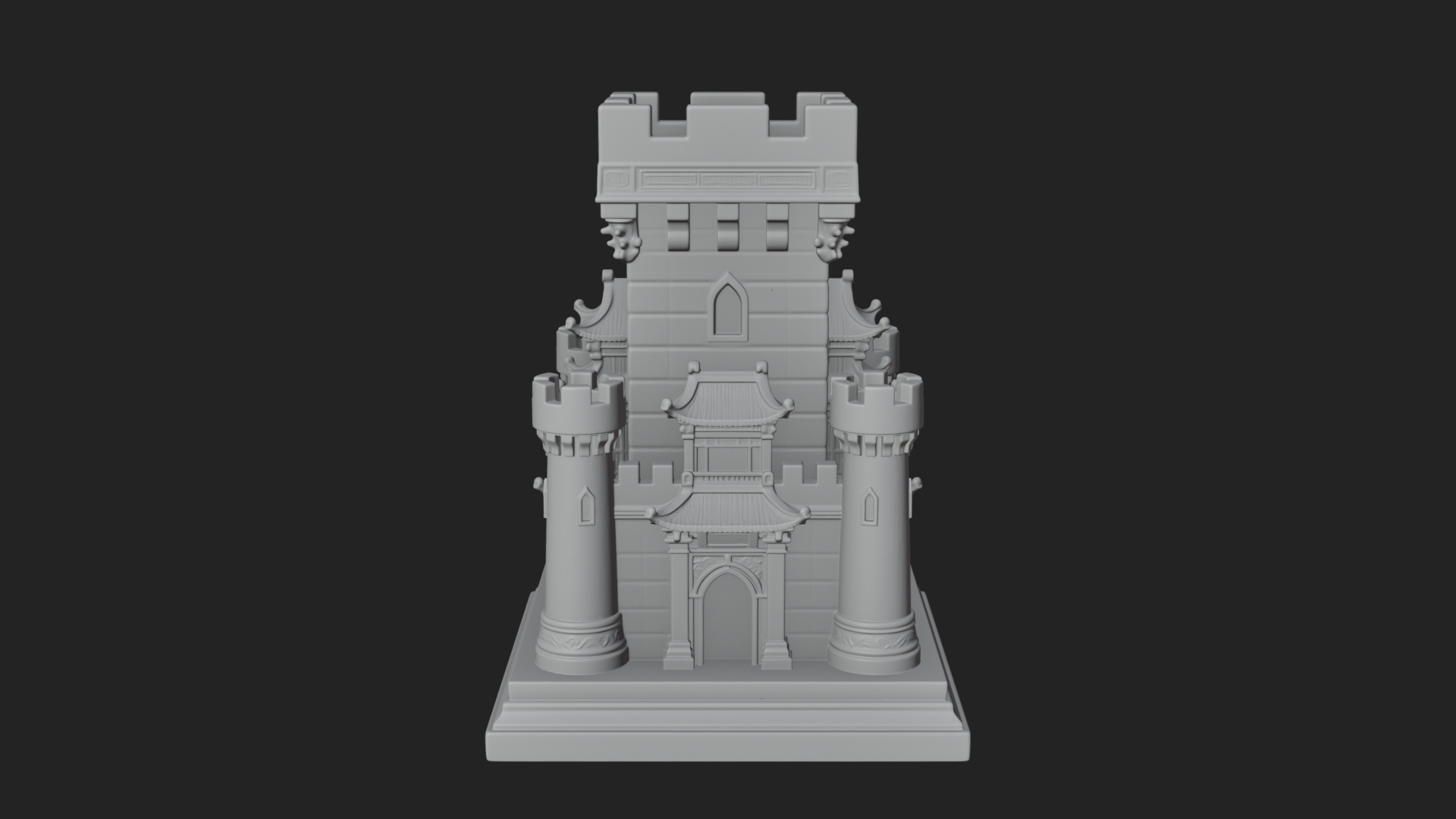Battlement Castle Tower Design 2 3D Print Model 3D Model