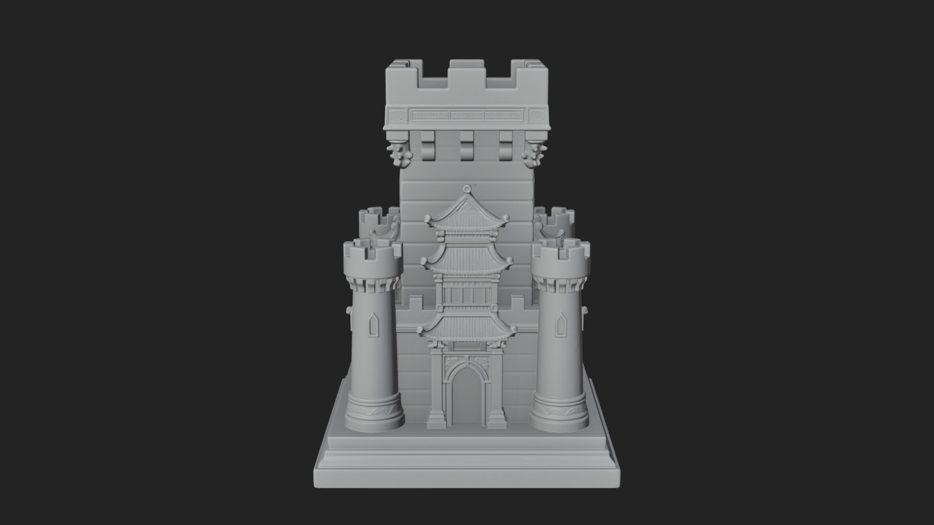Battlement Castle Tower Design 2 3D Print Model 3D Model