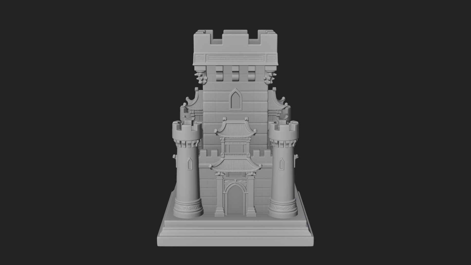 Battlement Castle Tower Design 2 3D Print Model 3D Model