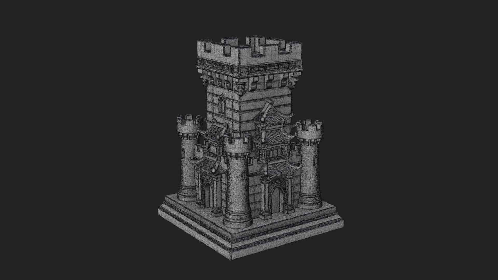 Battlement Castle Tower Design 2 3D Print Model 3D Model