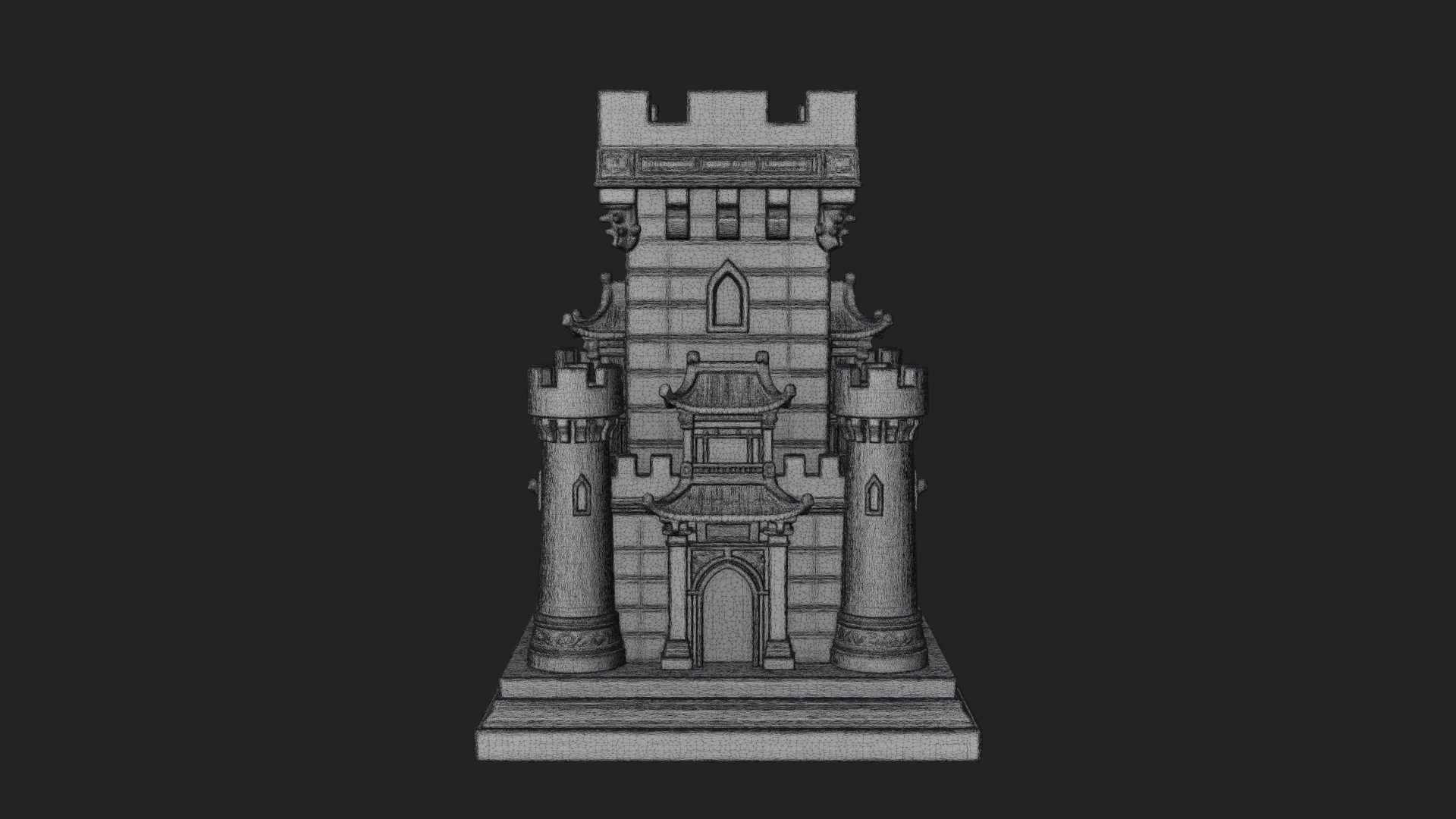 Battlement Castle Tower Design 2 3D Print Model 3D Model