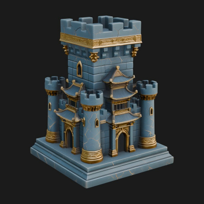 Battlement Castle Tower Design 2 3D Print Model