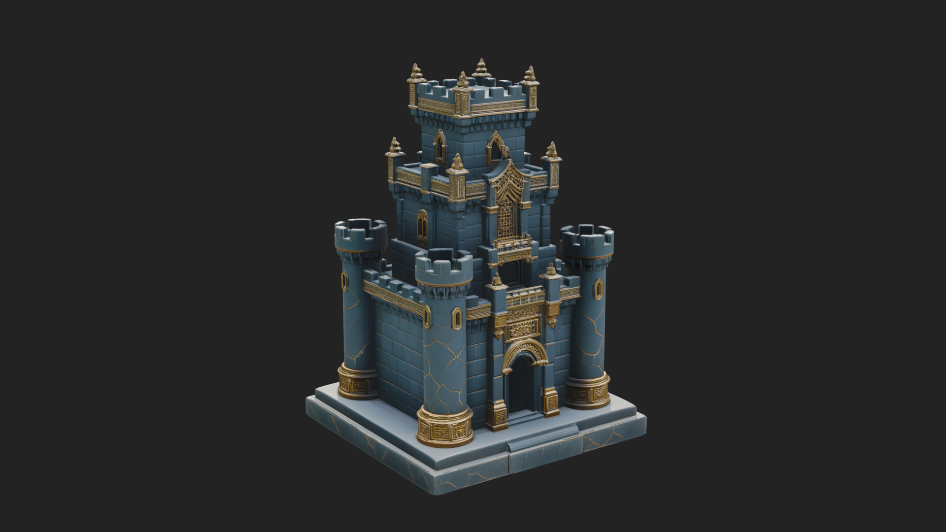 Battlement Castle Tower Design 3 3D Print Model 3D Model