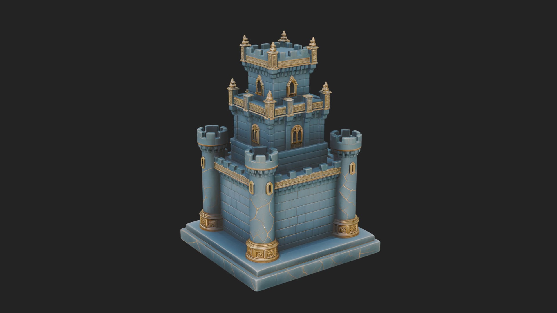 Battlement Castle Tower Design 3 3D Print Model 3D Model