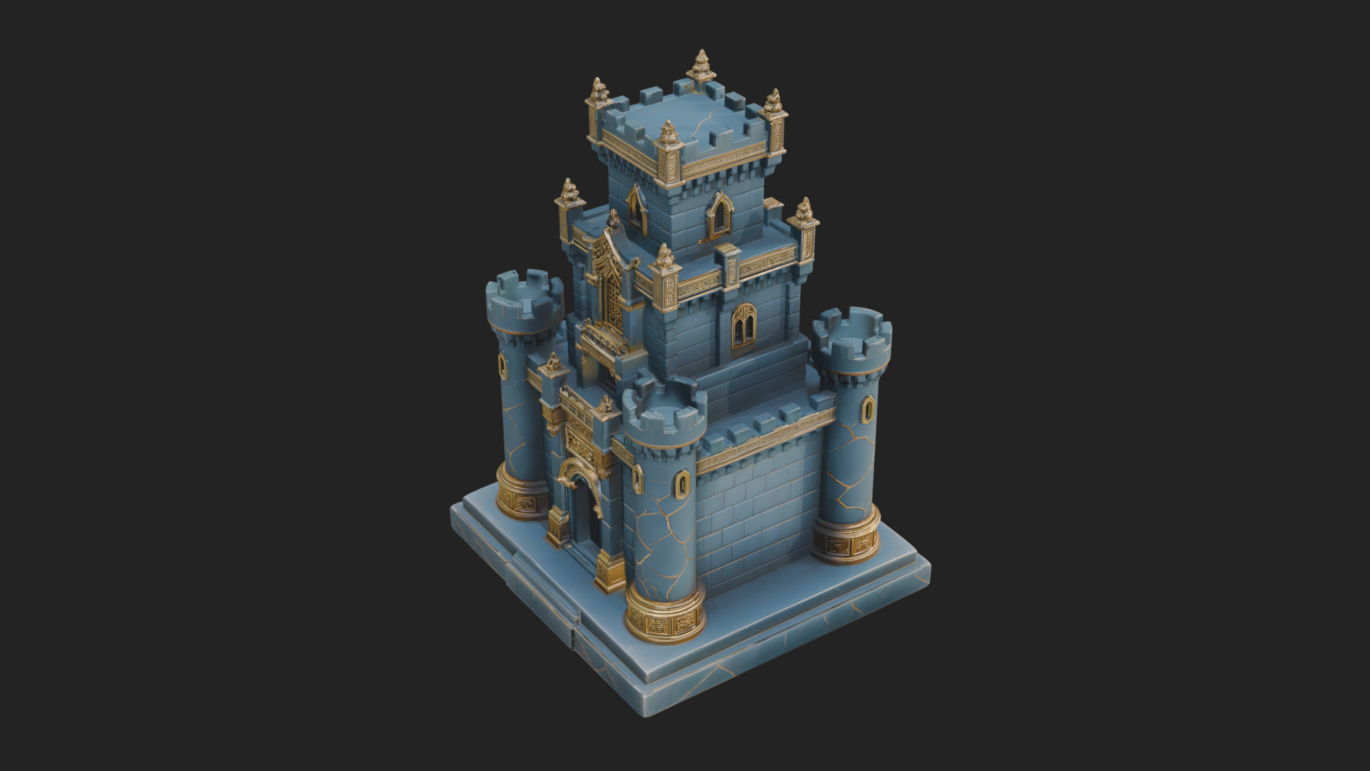 Battlement Castle Tower Design 3 3D Print Model 3D Model