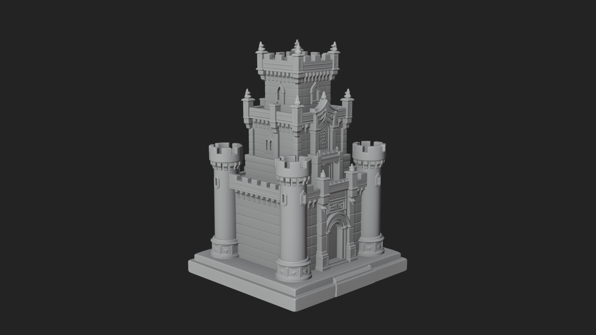 Battlement Castle Tower Design 3 3D Print Model 3D Model