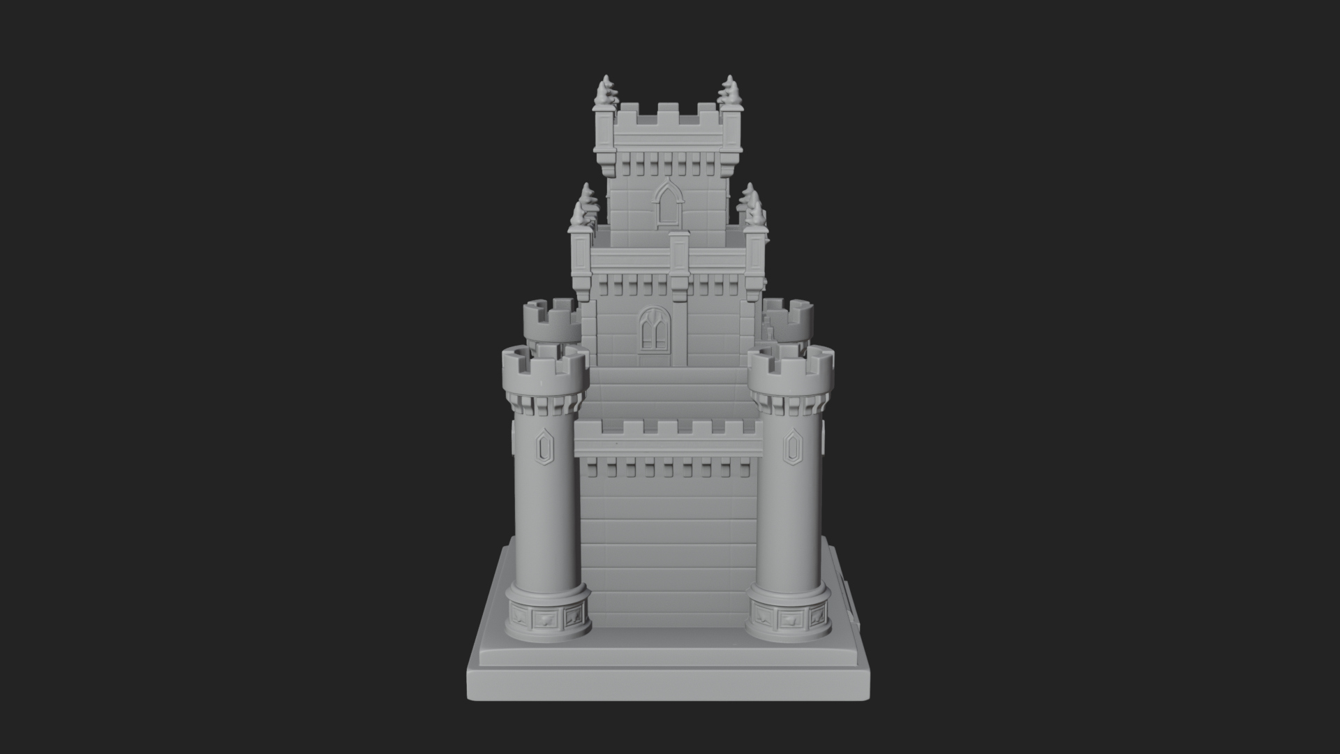 Battlement Castle Tower Design 3 3D Print Model 3D Model
