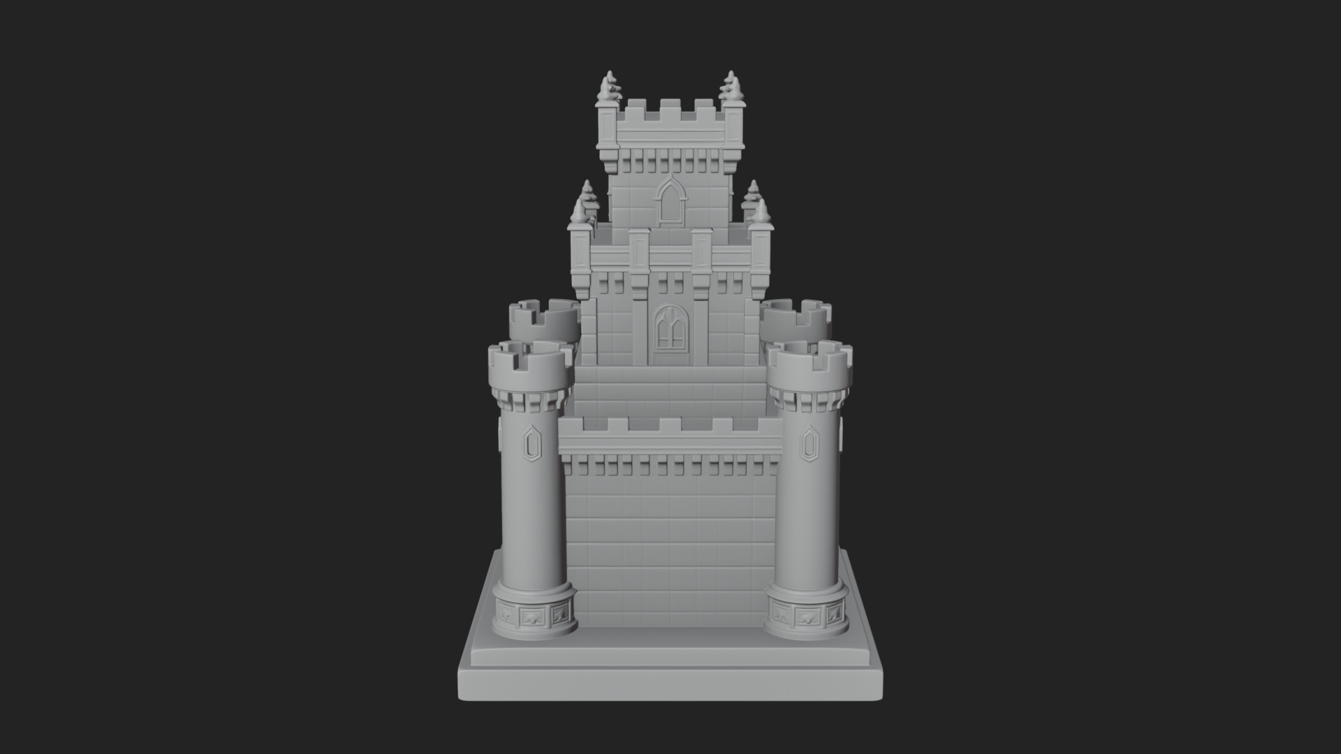 Battlement Castle Tower Design 3 3D Print Model 3D Model
