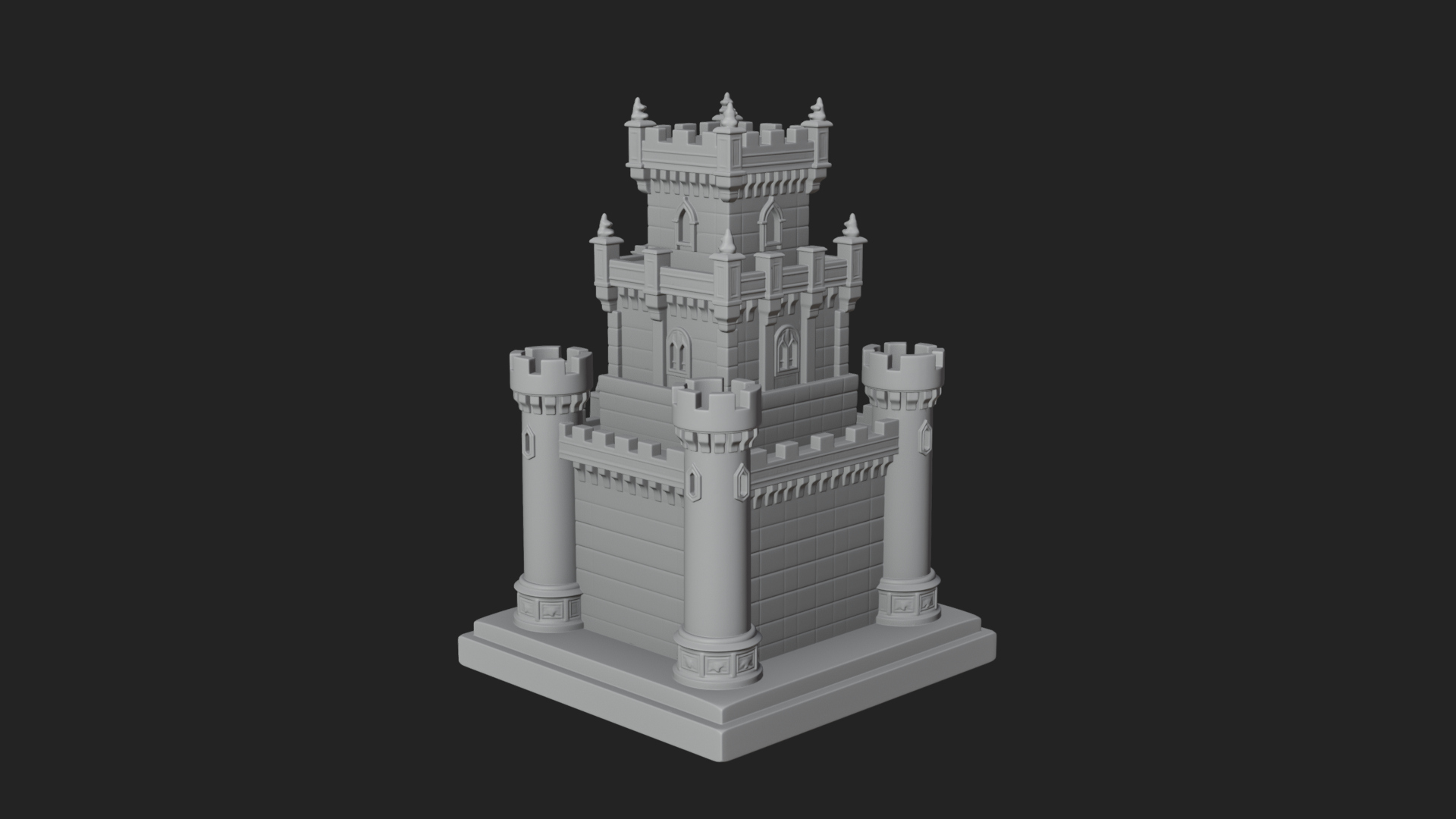 Battlement Castle Tower Design 3 3D Print Model 3D Model