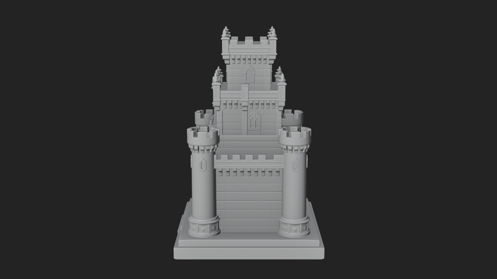Battlement Castle Tower Design 3 3D Print Model 3D Model