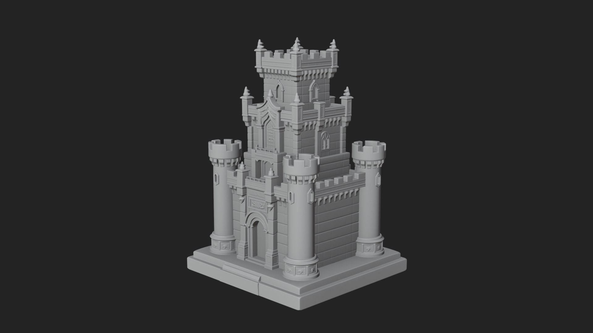Battlement Castle Tower Design 3 3D Print Model 3D Model