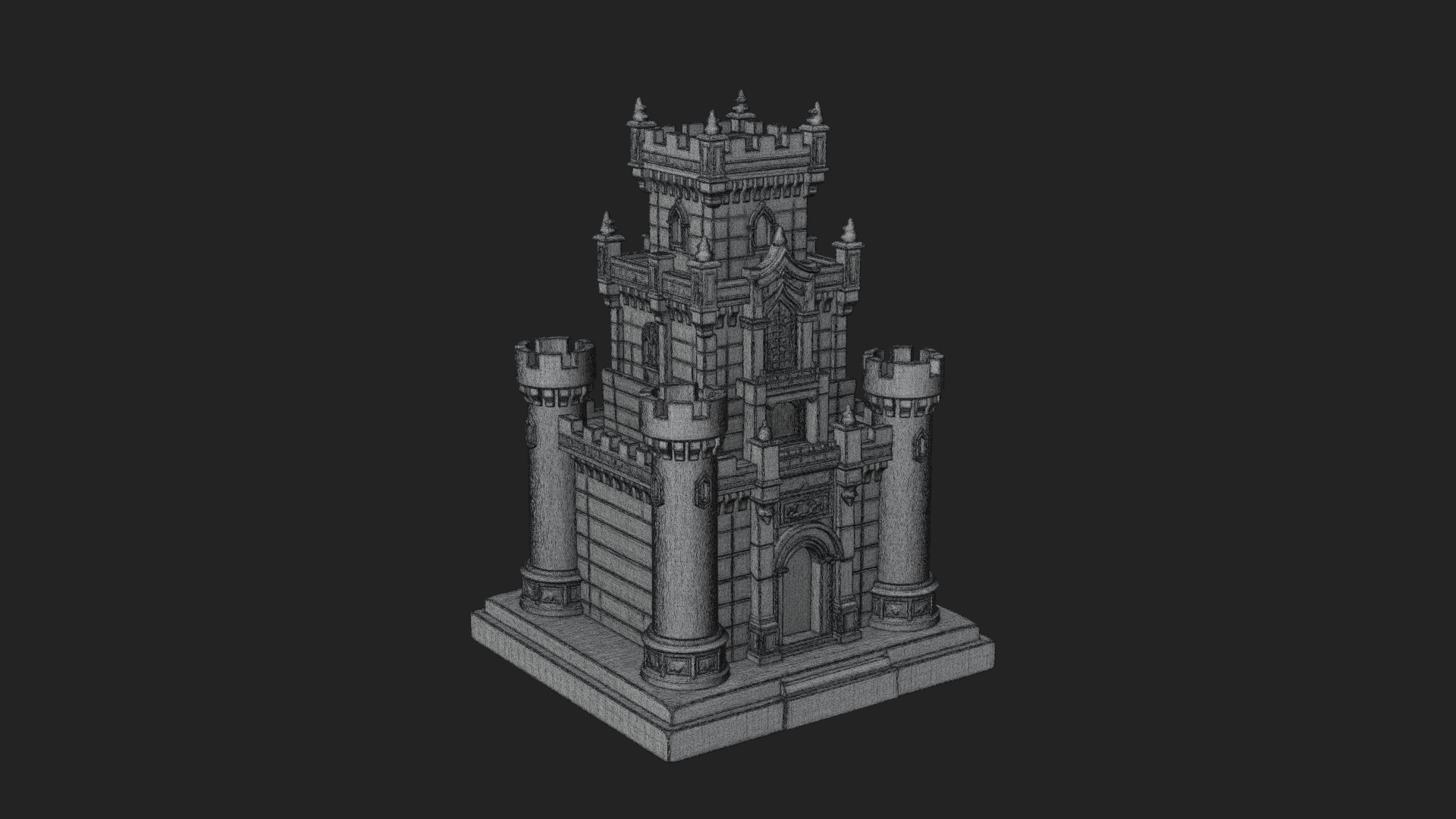 Battlement Castle Tower Design 3 3D Print Model 3D Model