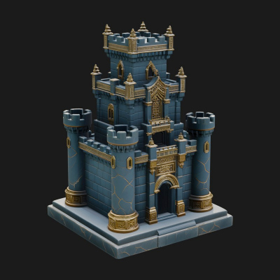 Battlement Castle Tower Design 3 3D Print Model