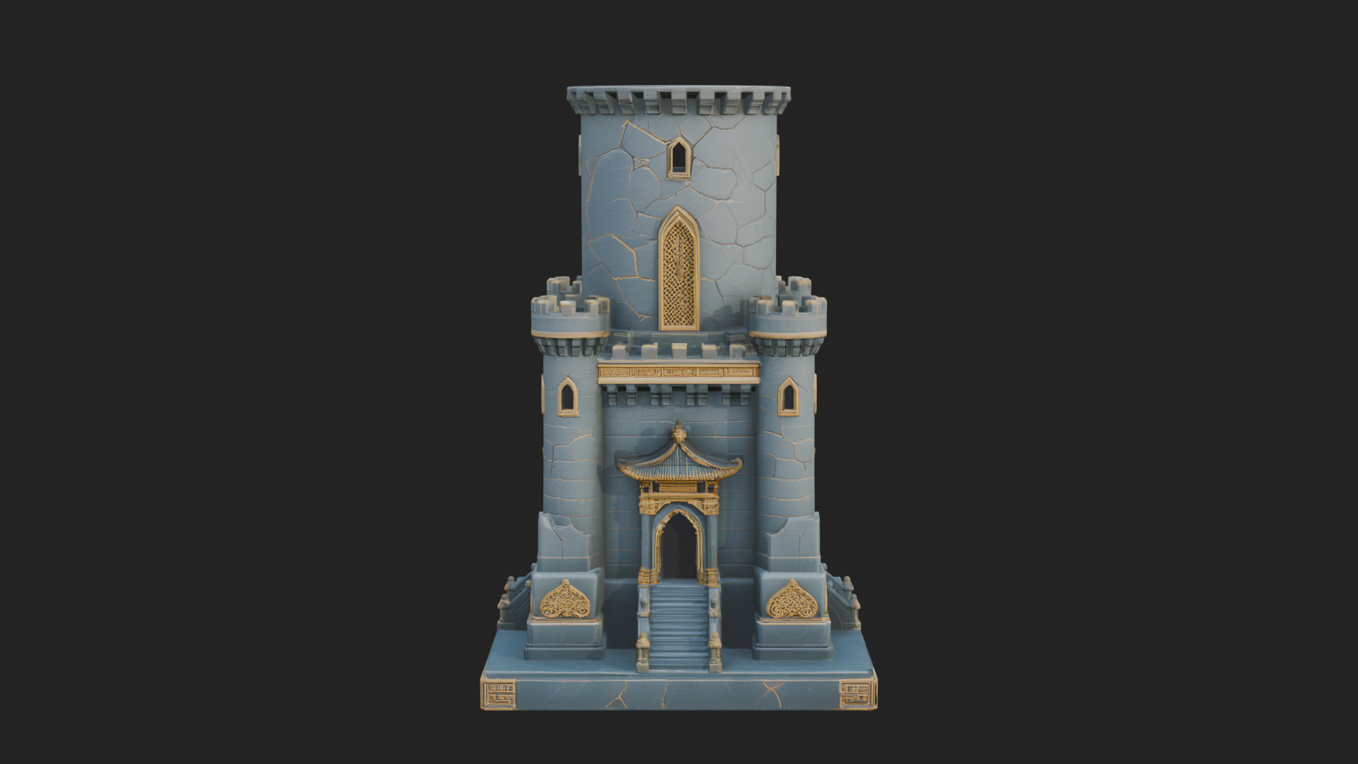 Battlement Castle Tower Design 4 3D Print Model 3D Model