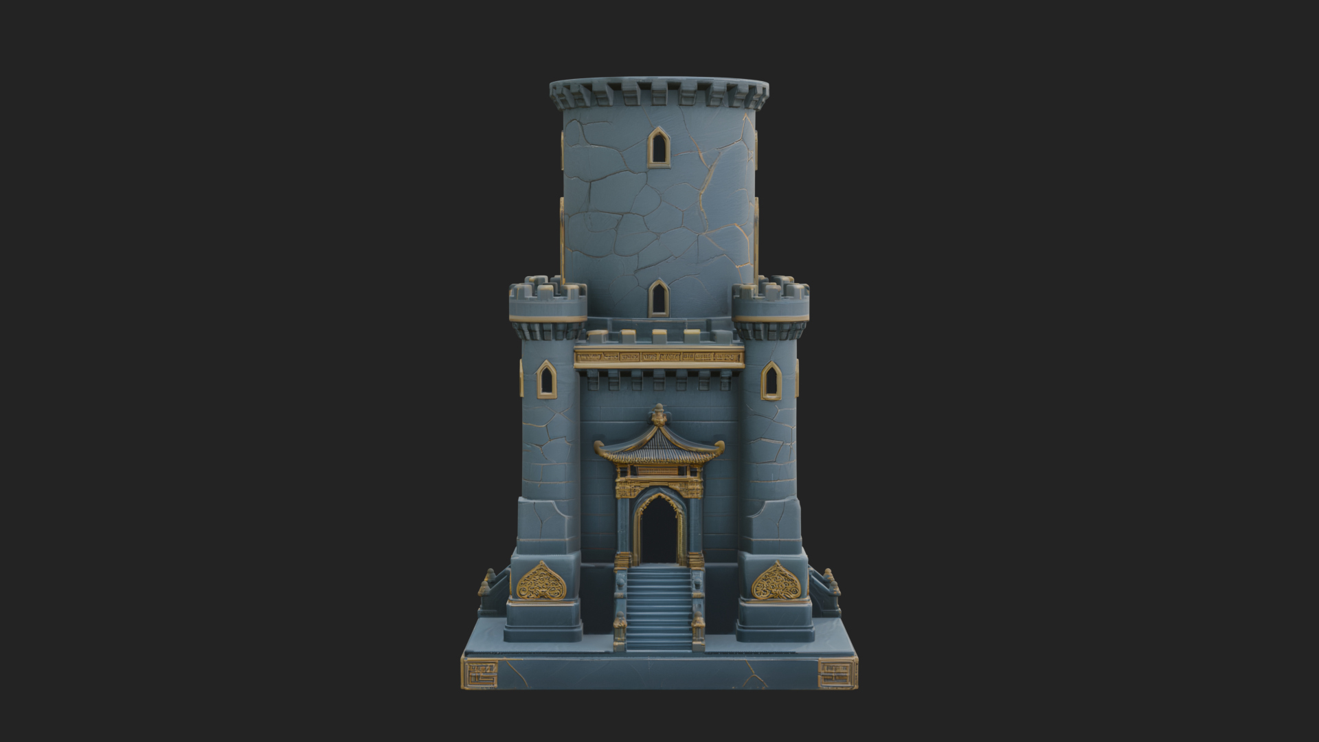 Battlement Castle Tower Design 4 3D Print Model 3D Model