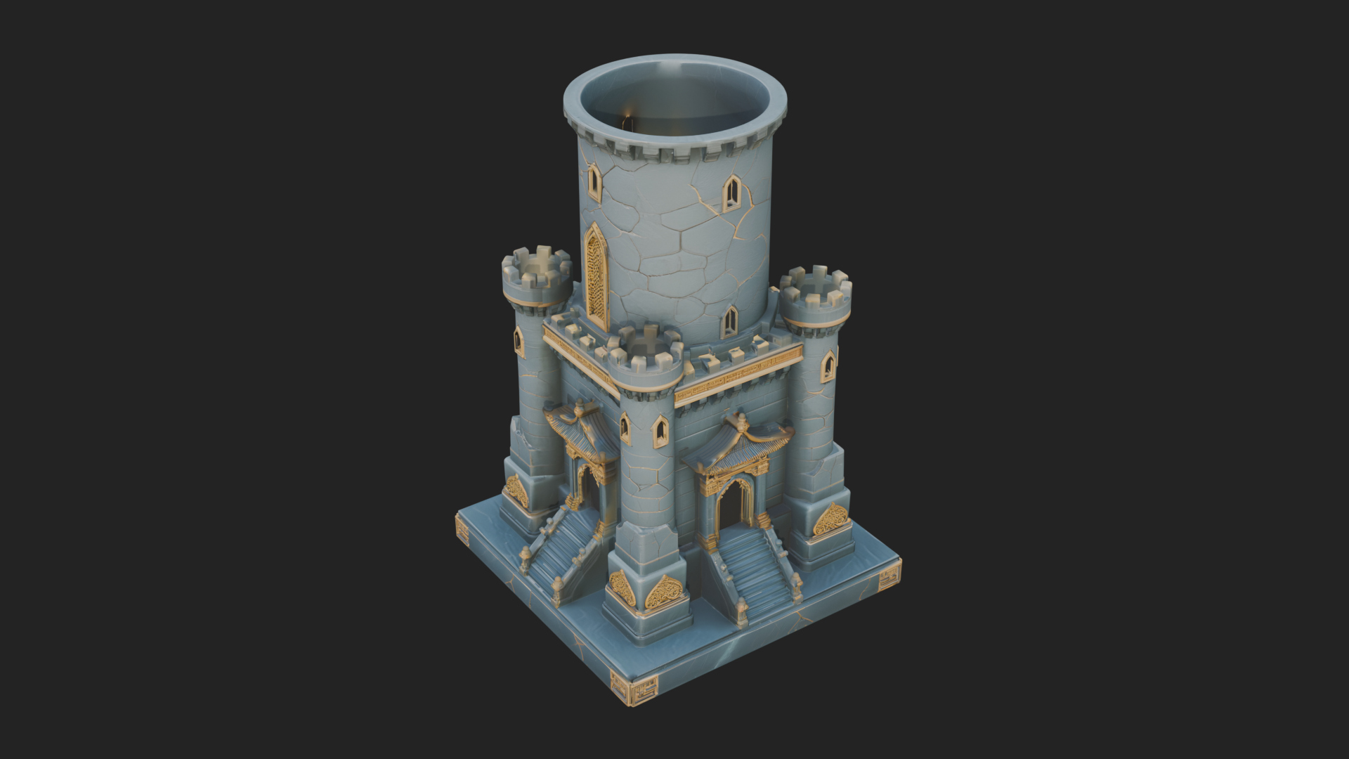 Battlement Castle Tower Design 4 3D Print Model 3D Model