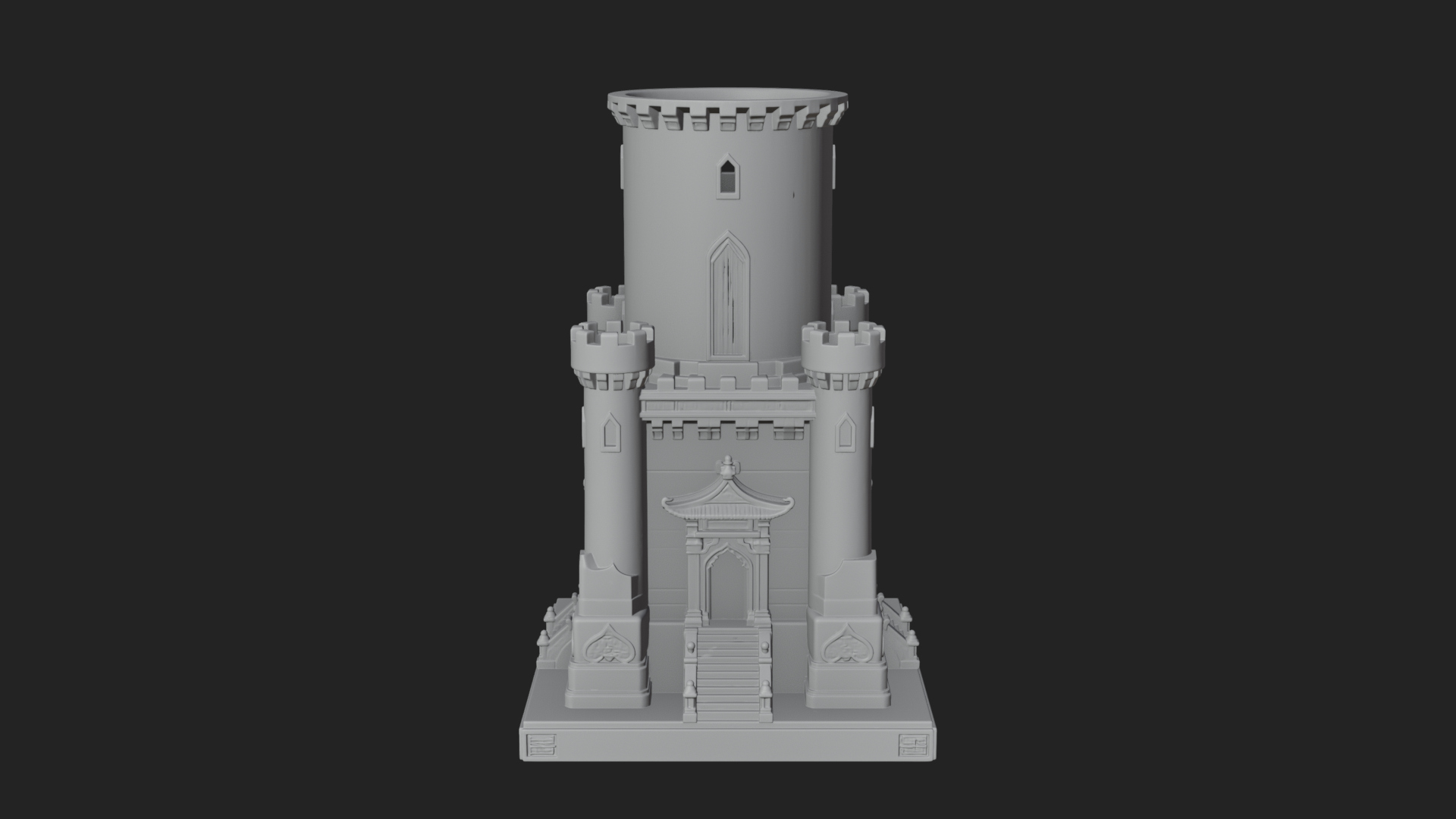 Battlement Castle Tower Design 4 3D Print Model 3D Model