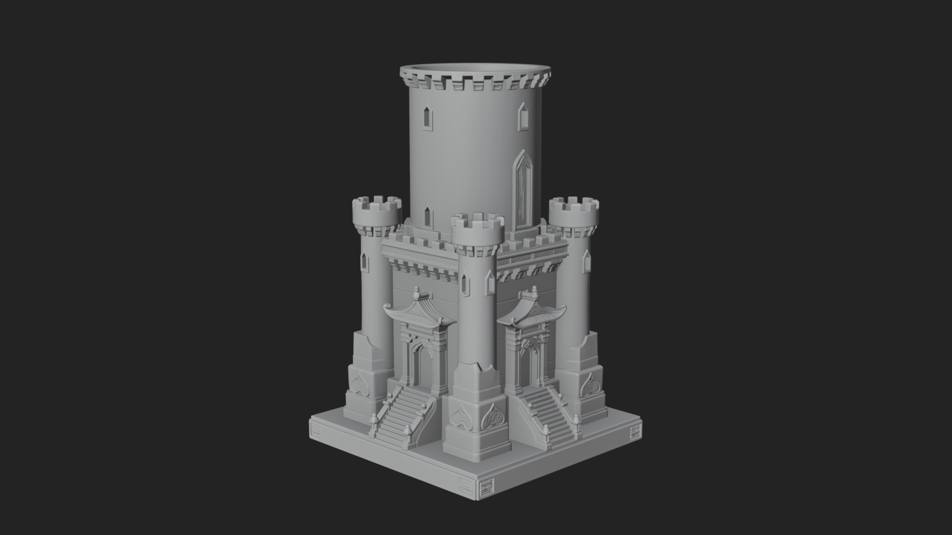 Battlement Castle Tower Design 4 3D Print Model 3D Model