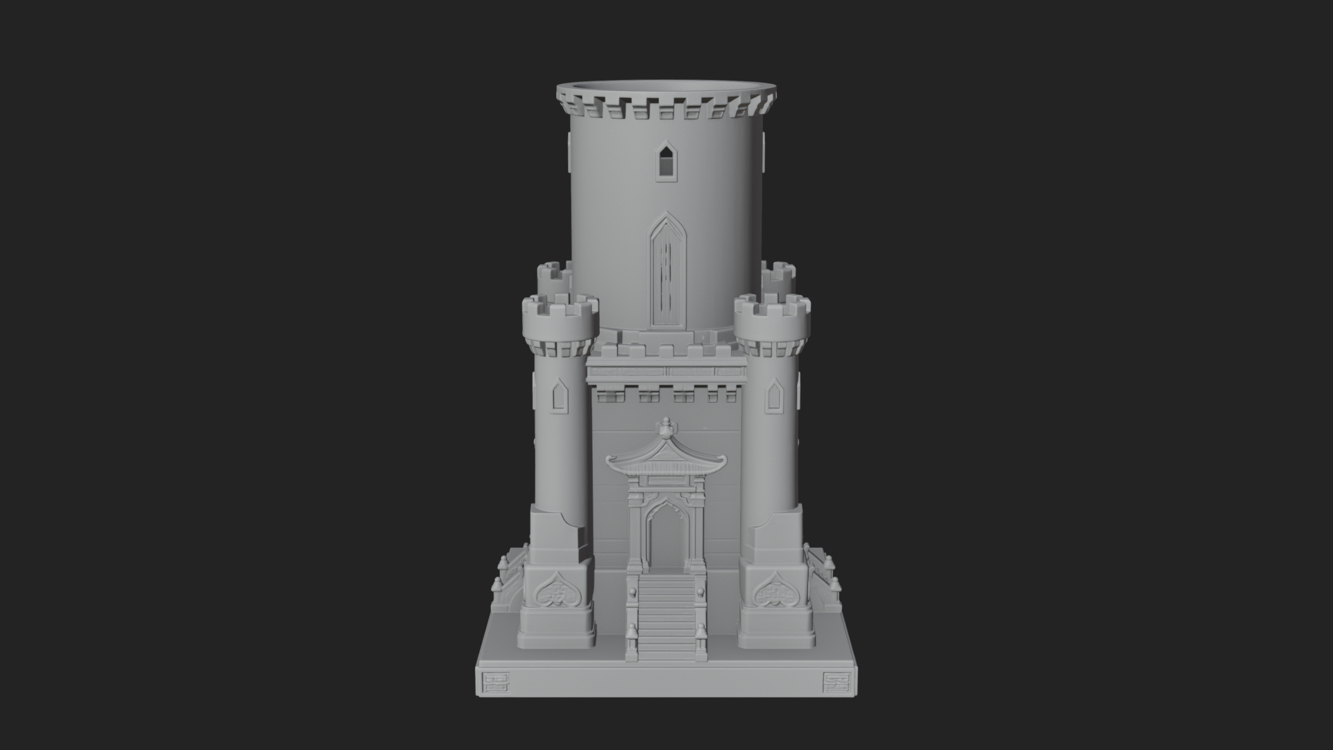 Battlement Castle Tower Design 4 3D Print Model 3D Model