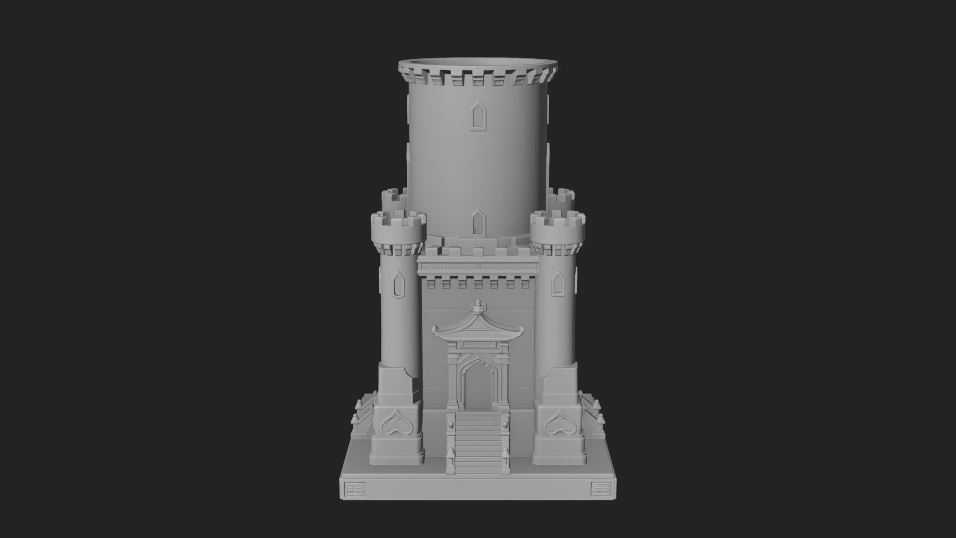 Battlement Castle Tower Design 4 3D Print Model 3D Model