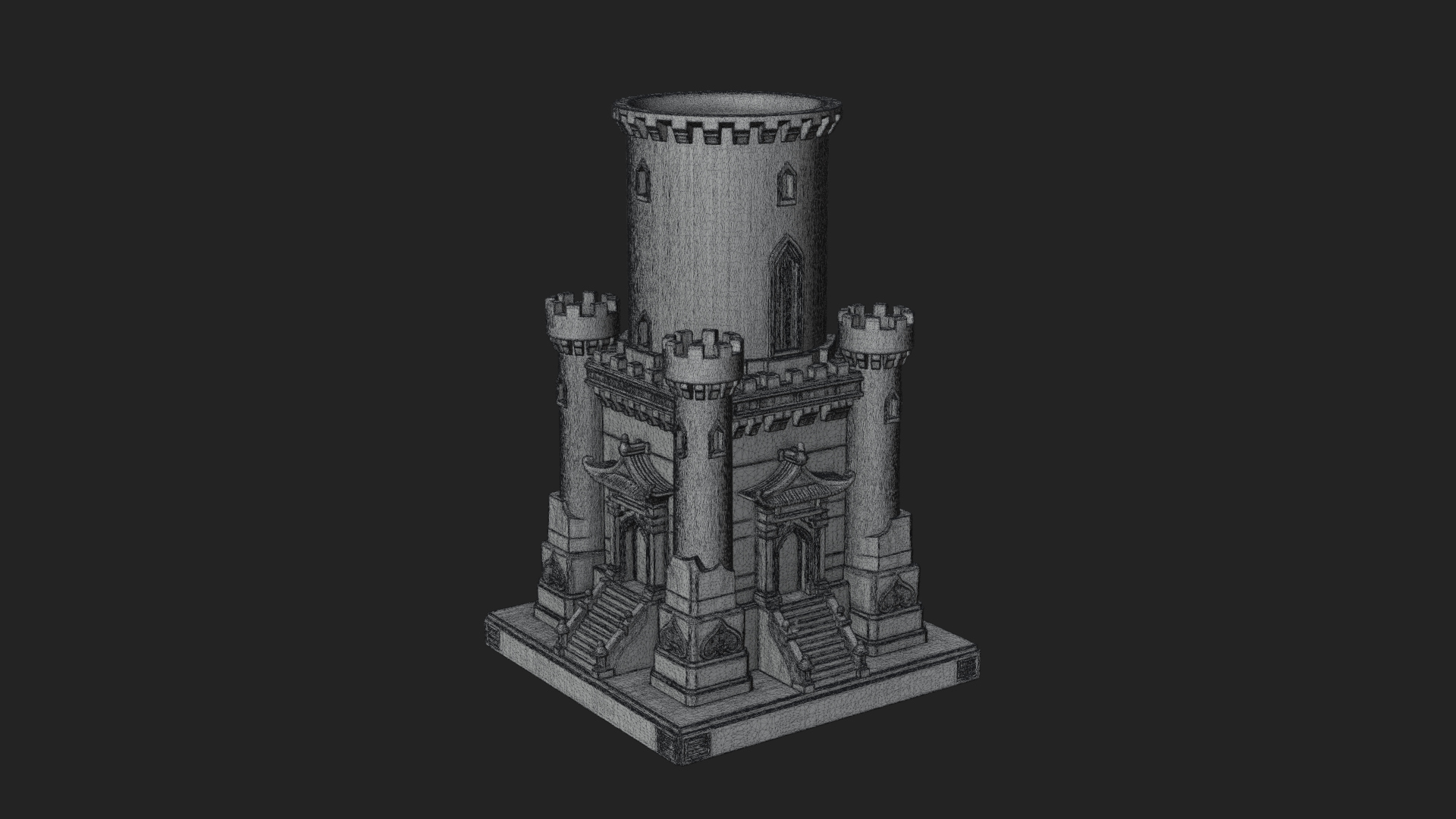 Battlement Castle Tower Design 4 3D Print Model 3D Model