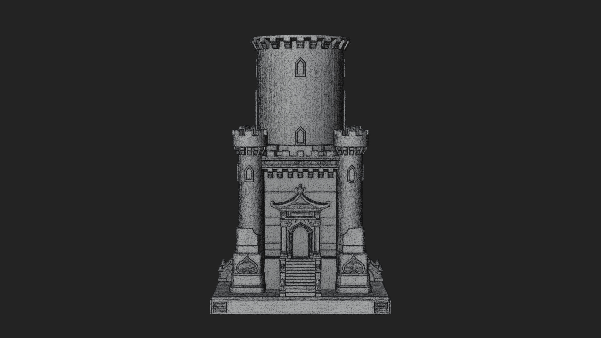 Battlement Castle Tower Design 4 3D Print Model 3D Model