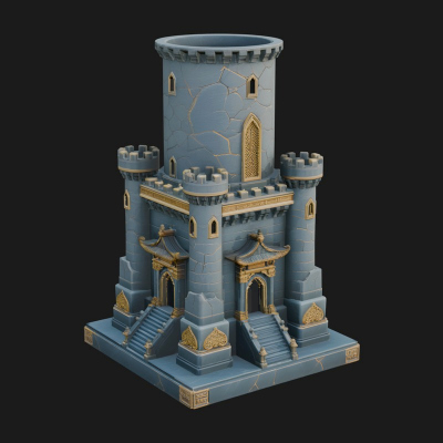 Battlement Castle Tower Design 4 3D Print Model
