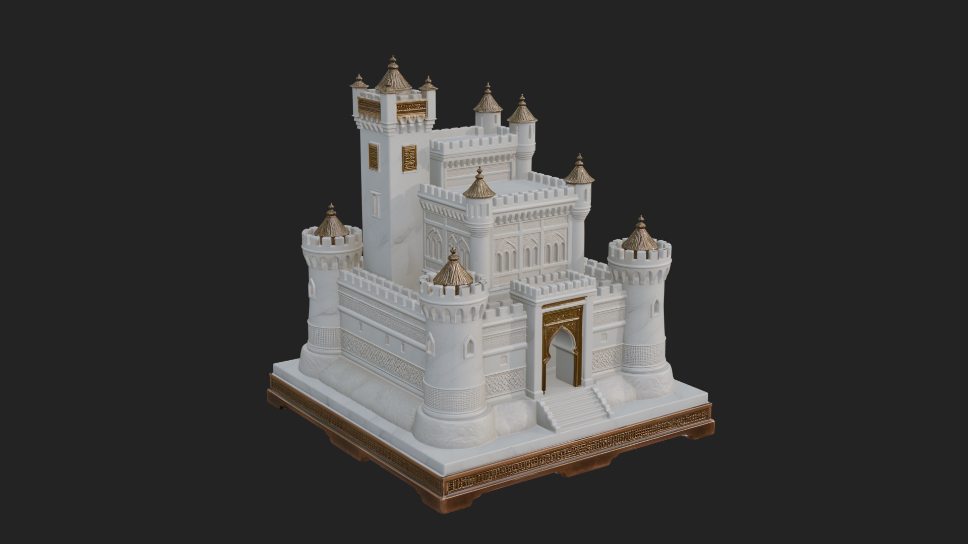 Battlement Castle Tower Design 5 3D Print Model 3D Model
