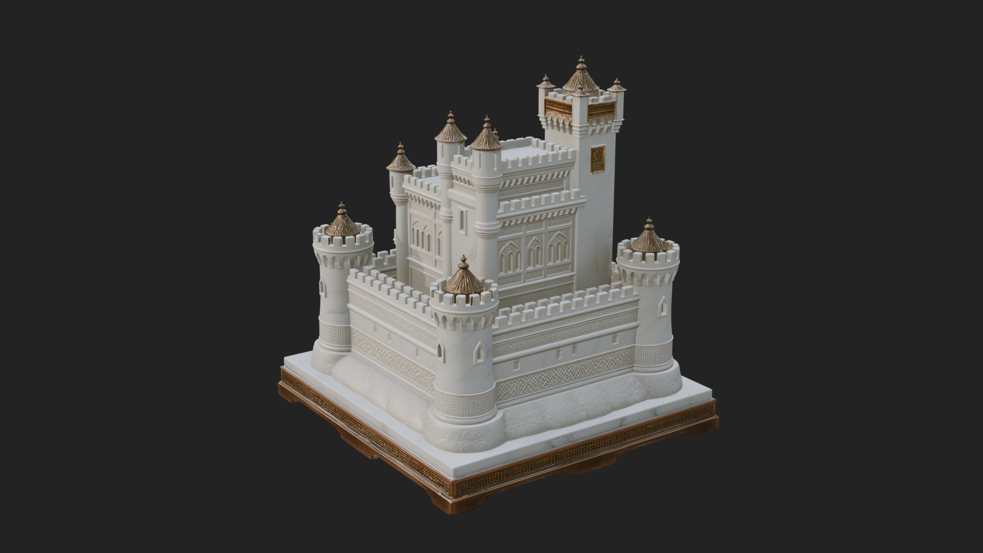 Battlement Castle Tower Design 5 3D Print Model 3D Model