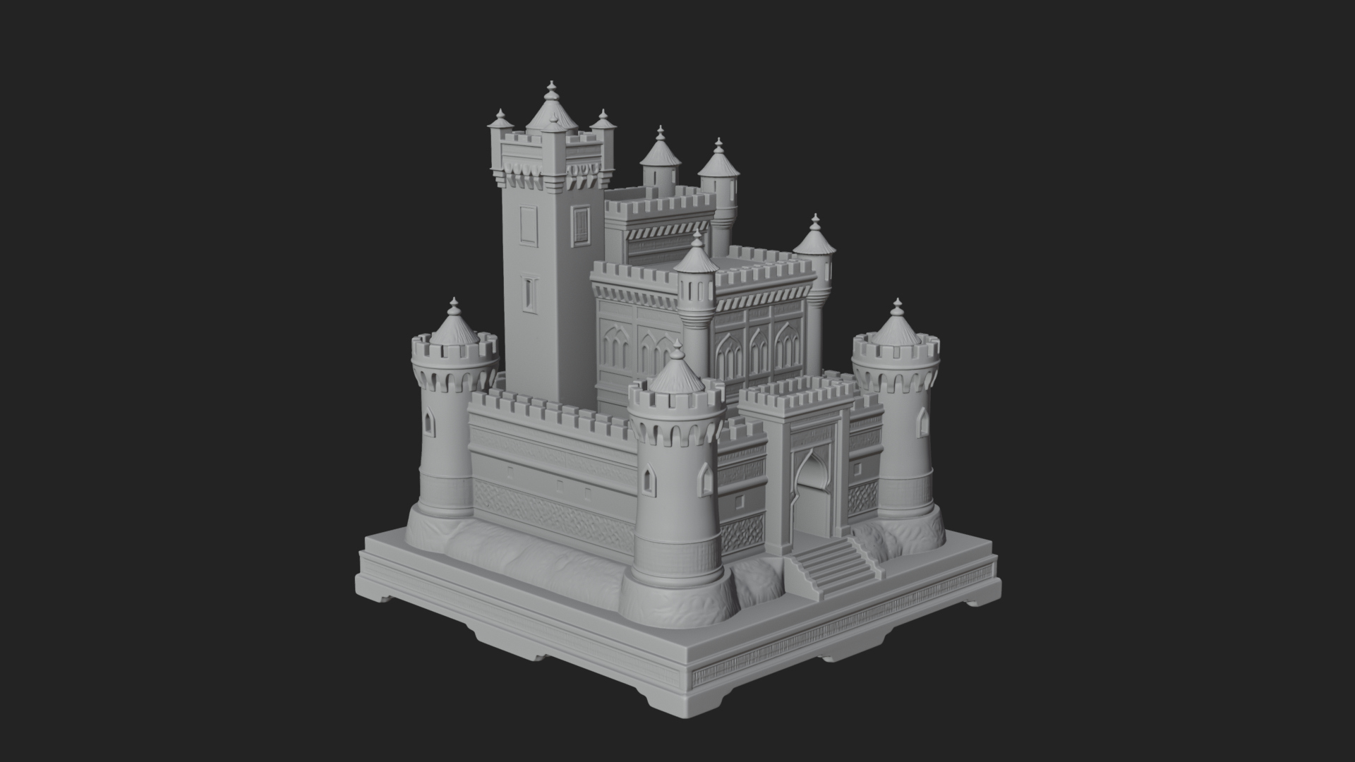 Battlement Castle Tower Design 5 3D Print Model 3D Model