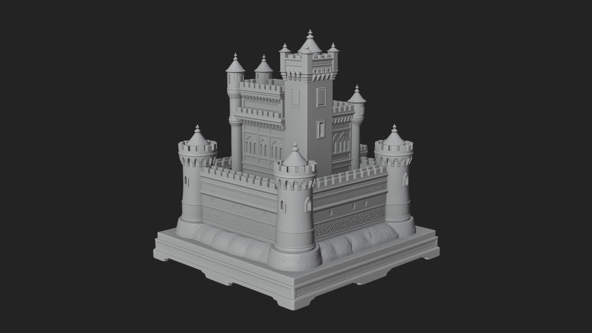 Battlement Castle Tower Design 5 3D Print Model 3D Model