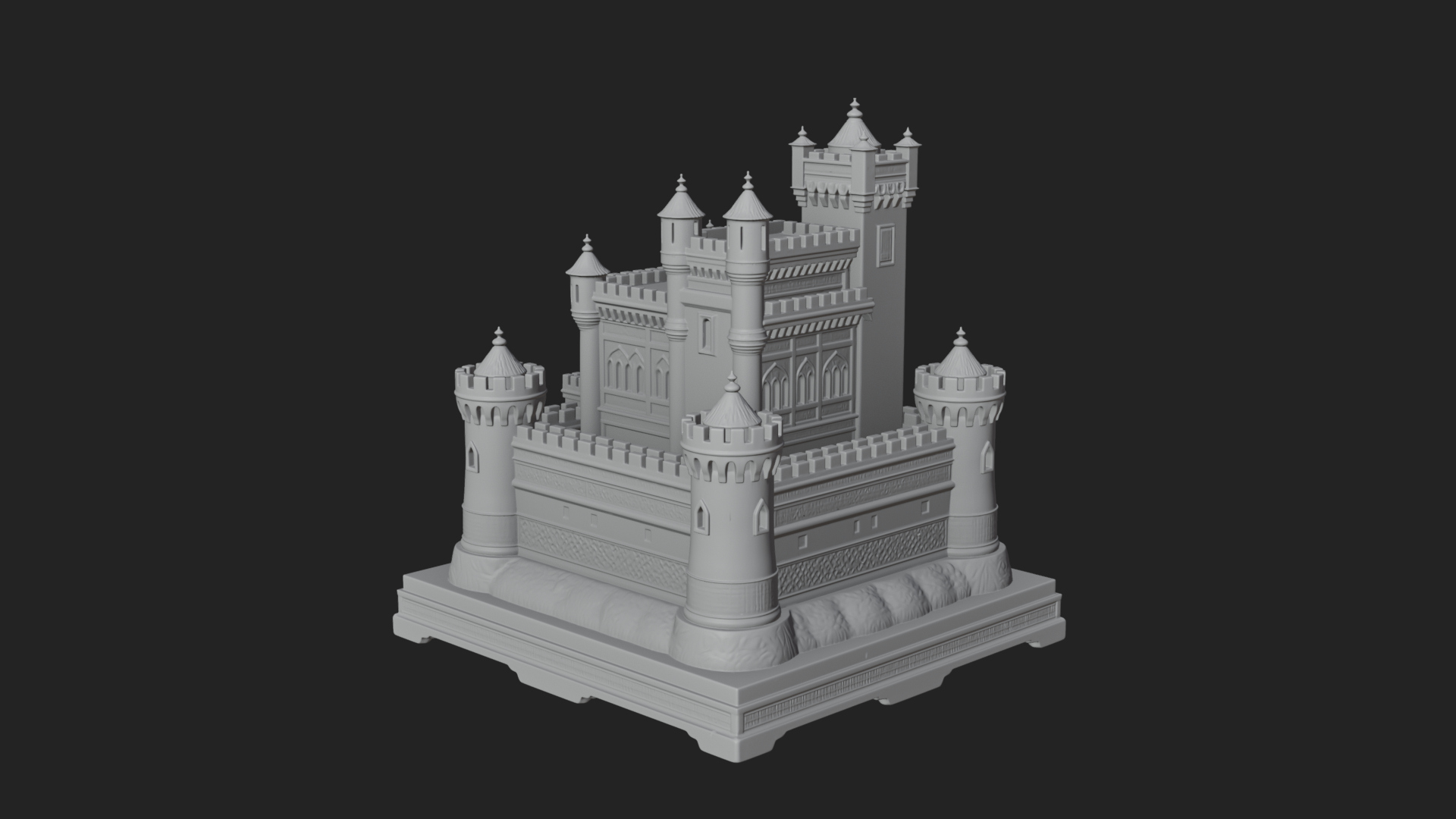 Battlement Castle Tower Design 5 3D Print Model 3D Model