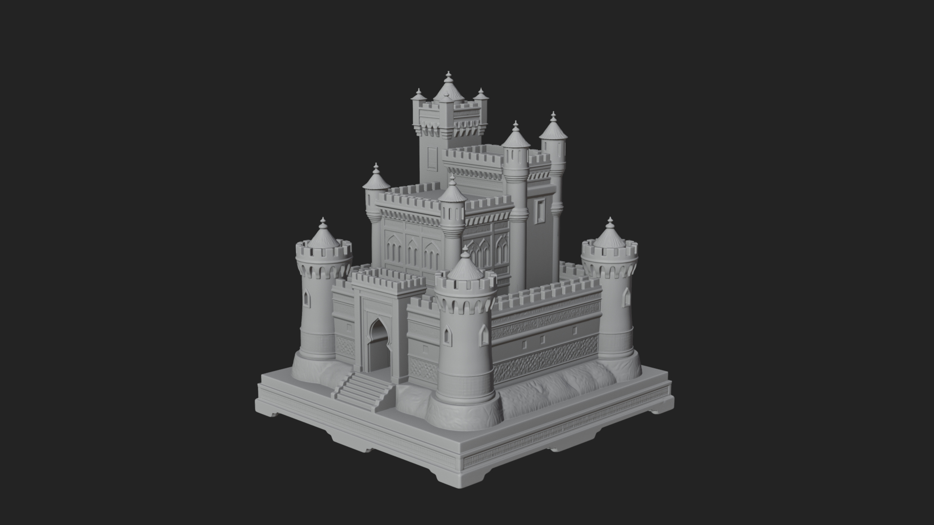 Battlement Castle Tower Design 5 3D Print Model 3D Model