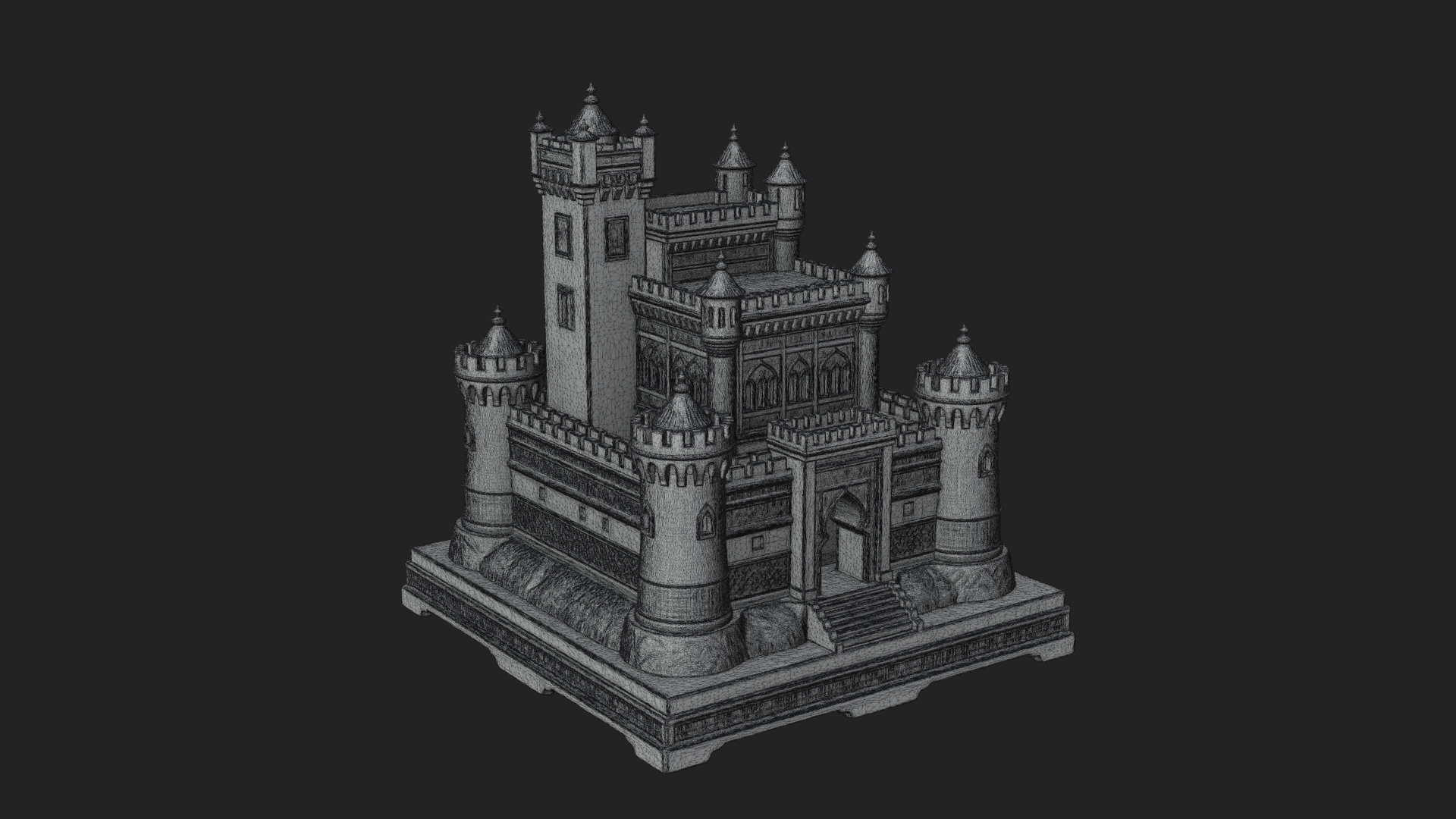 Battlement Castle Tower Design 5 3D Print Model 3D Model