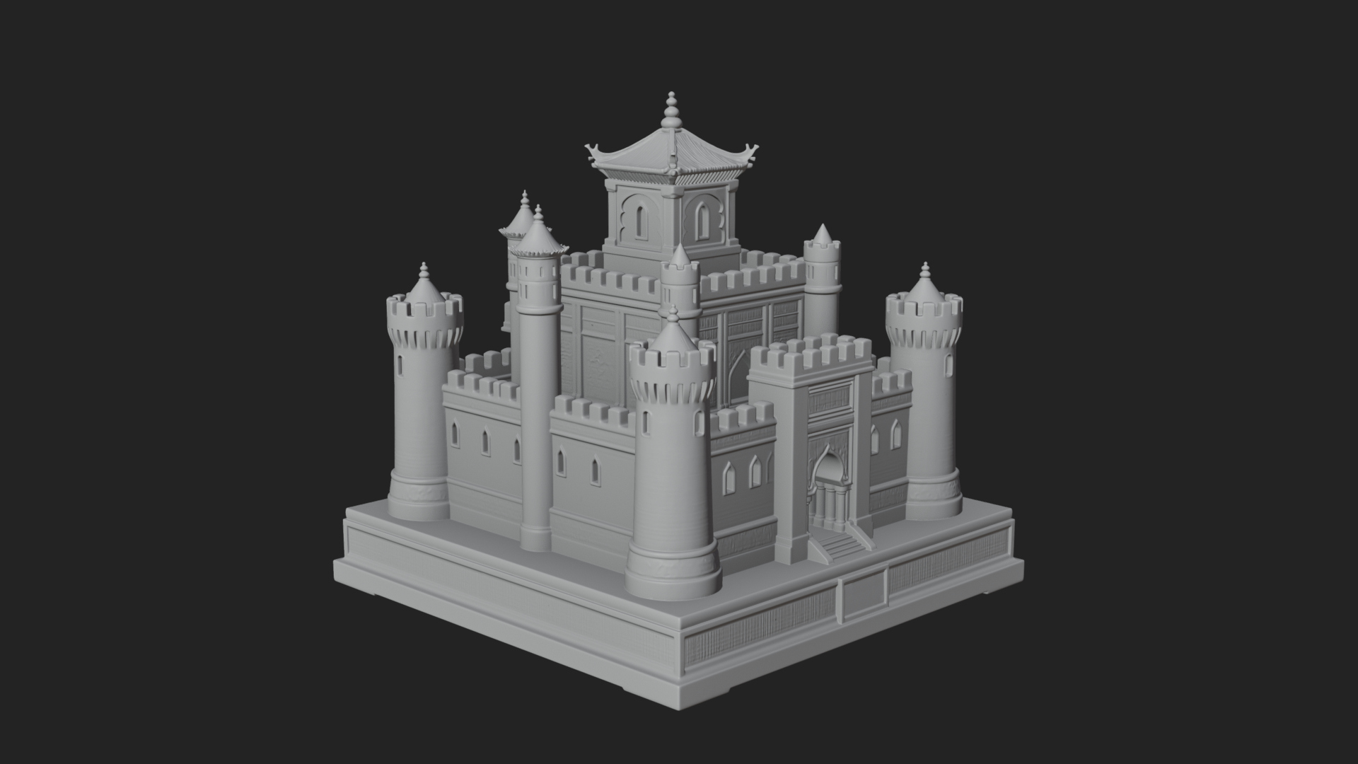 Battlement Castle Tower Design 6 3D Print Model 3D Model