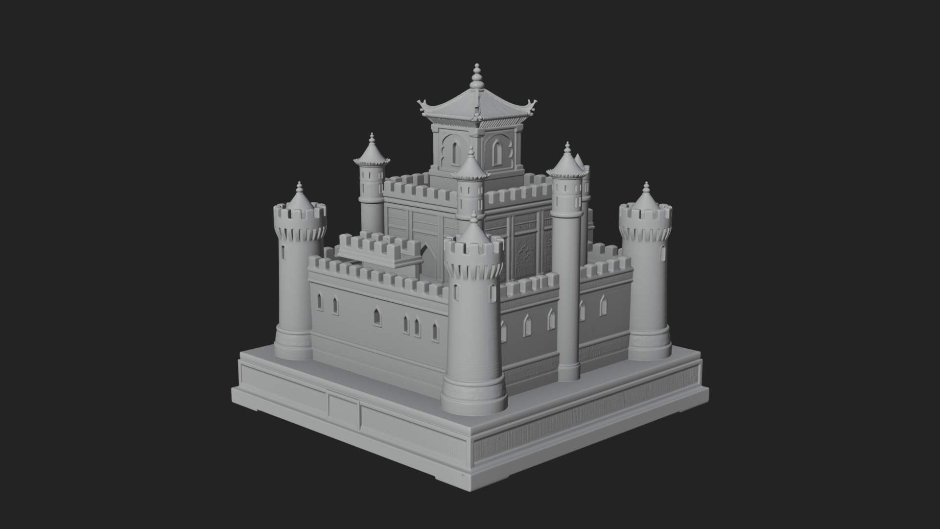 Battlement Castle Tower Design 6 3D Print Model 3D Model