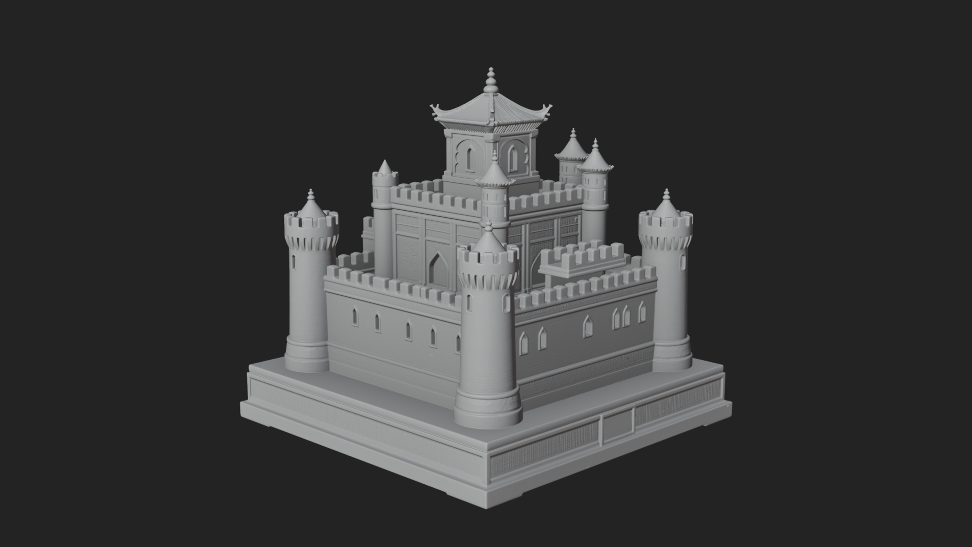 Battlement Castle Tower Design 6 3D Print Model 3D Model