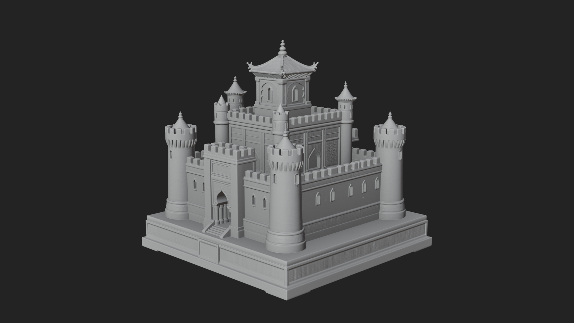 Battlement Castle Tower Design 6 3D Print Model 3D Model