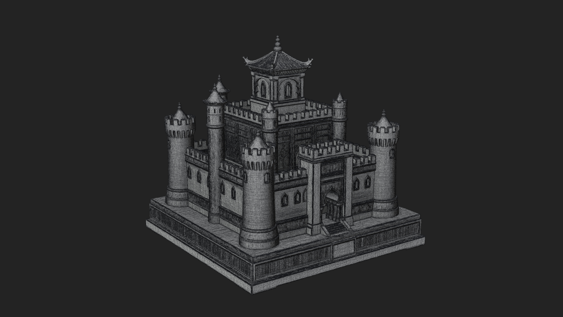 Battlement Castle Tower Design 6 3D Print Model 3D Model