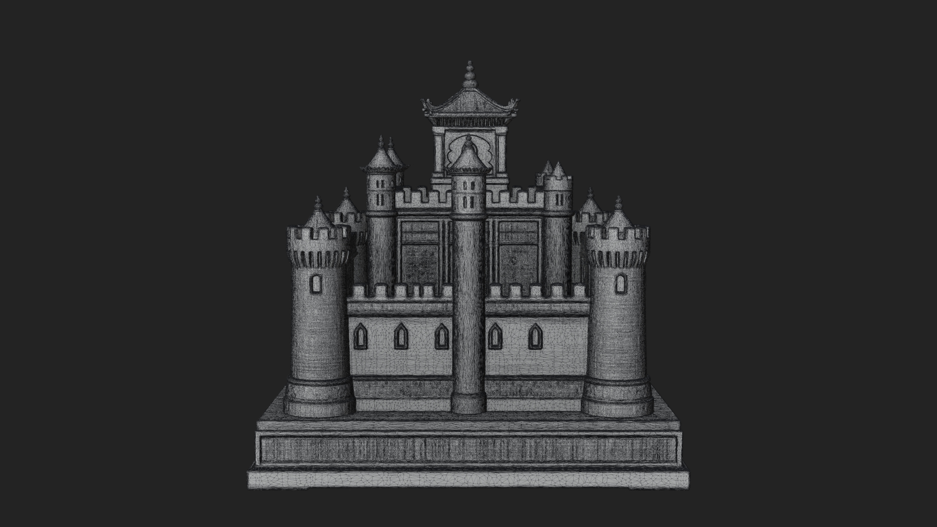 Battlement Castle Tower Design 6 3D Print Model 3D Model