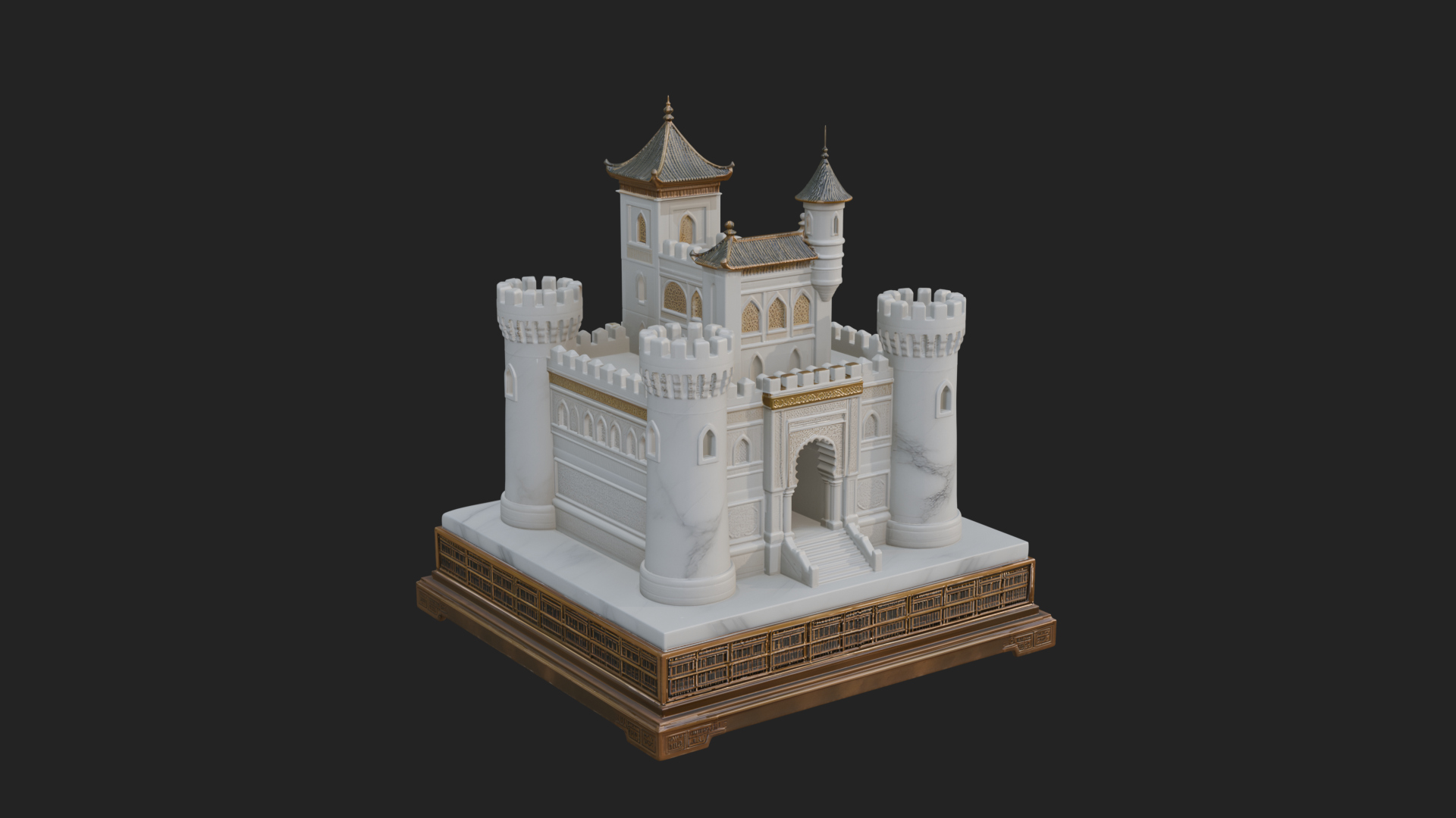 Battlement Castle Tower Design 7 3D Print Model 3D Model