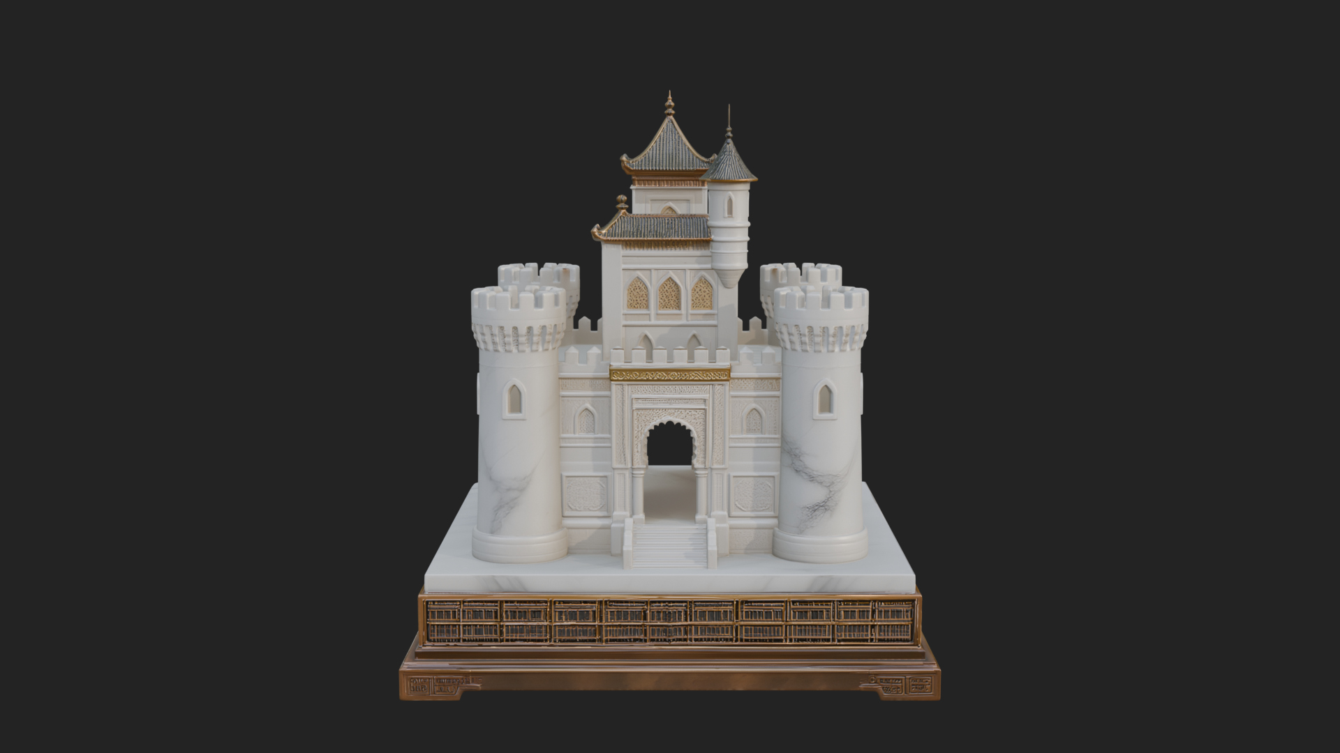 Battlement Castle Tower Design 7 3D Print Model 3D Model