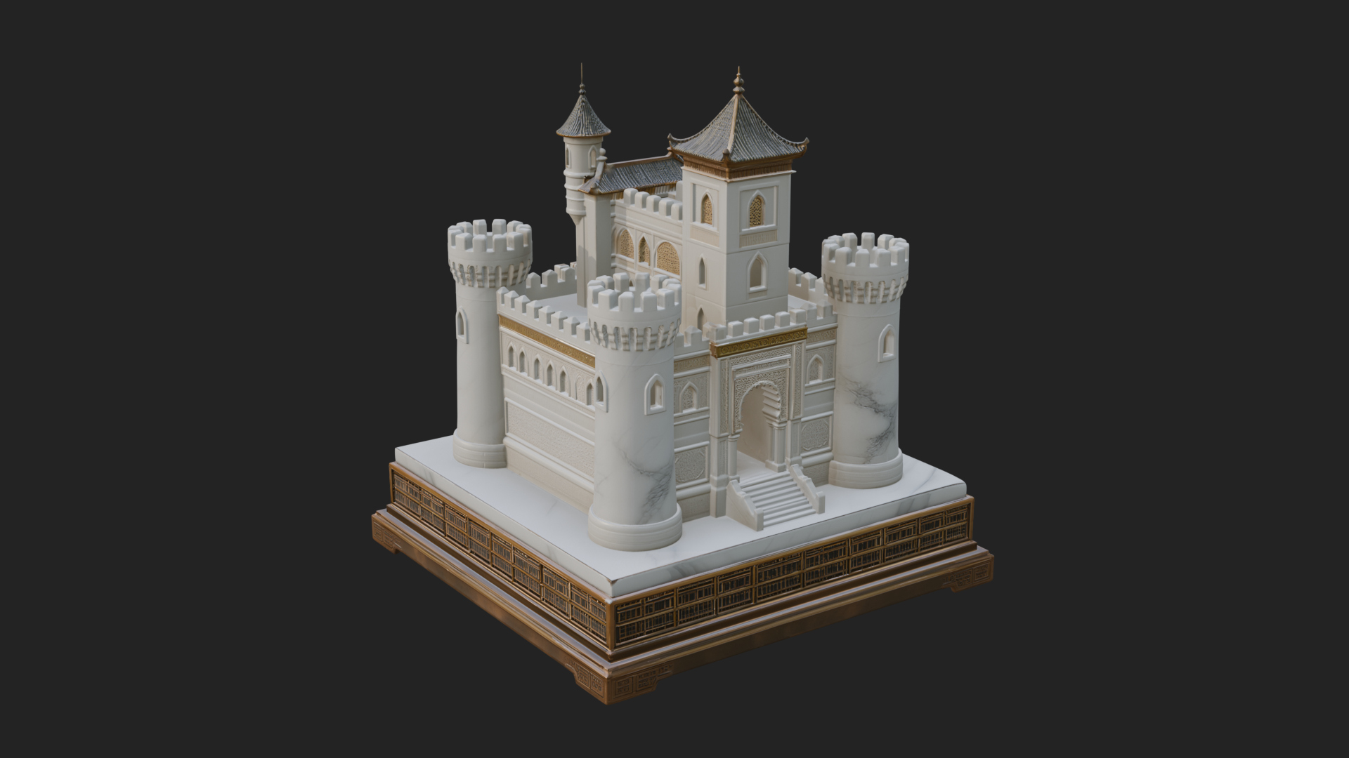 Battlement Castle Tower Design 7 3D Print Model 3D Model