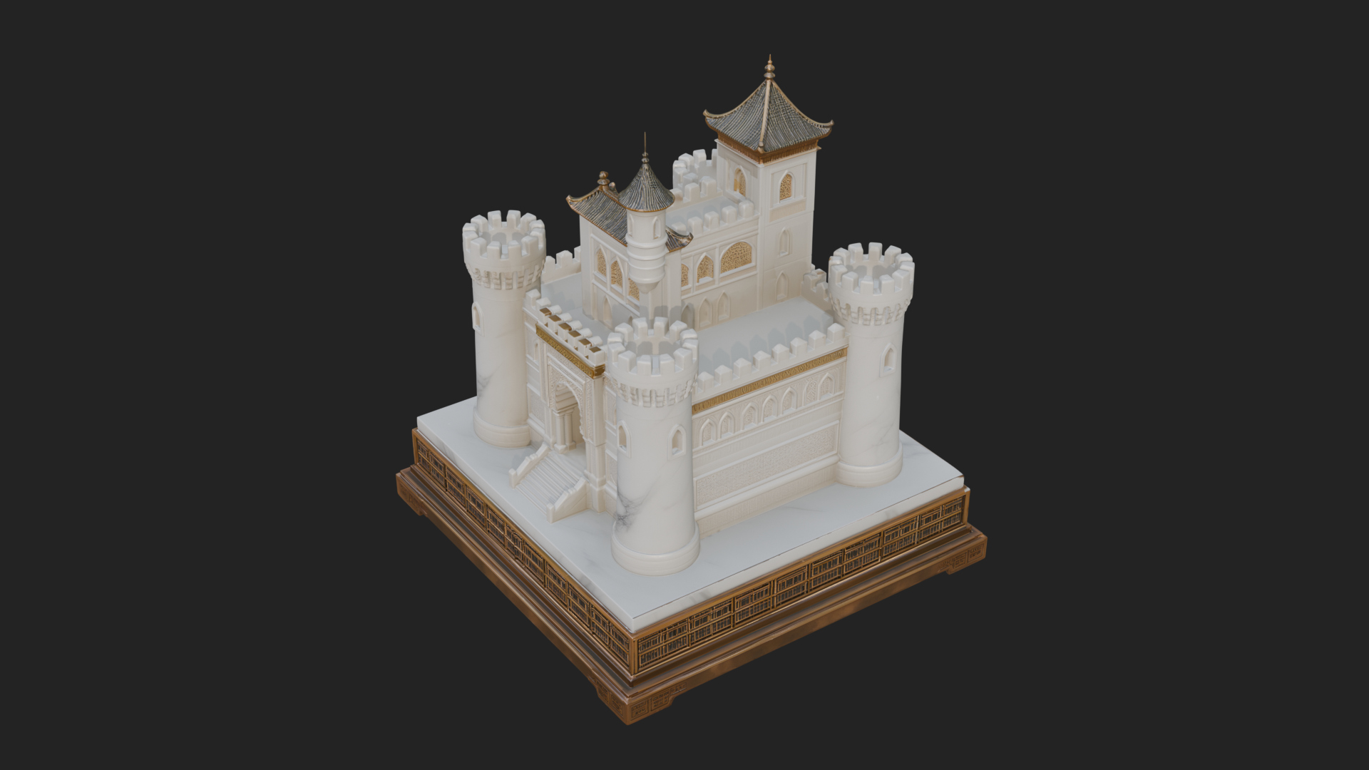 Battlement Castle Tower Design 7 3D Print Model 3D Model