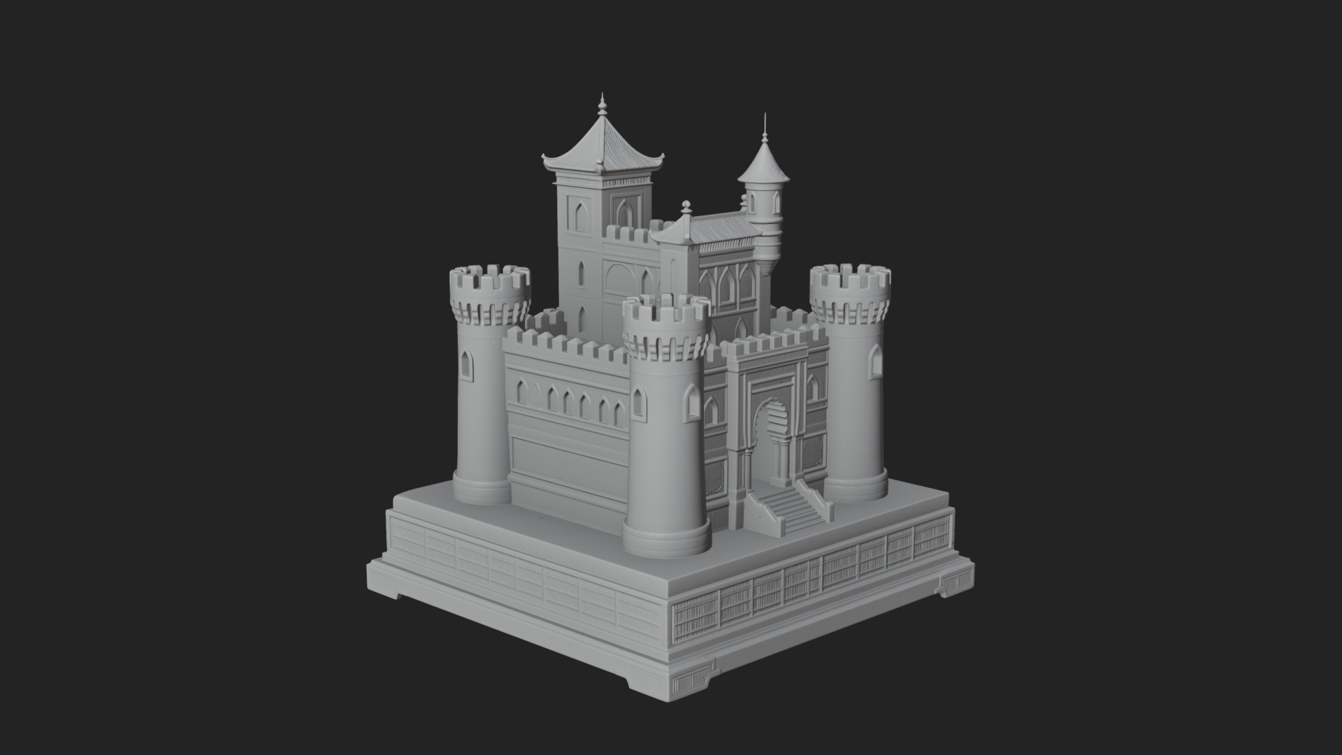 Battlement Castle Tower Design 7 3D Print Model 3D Model