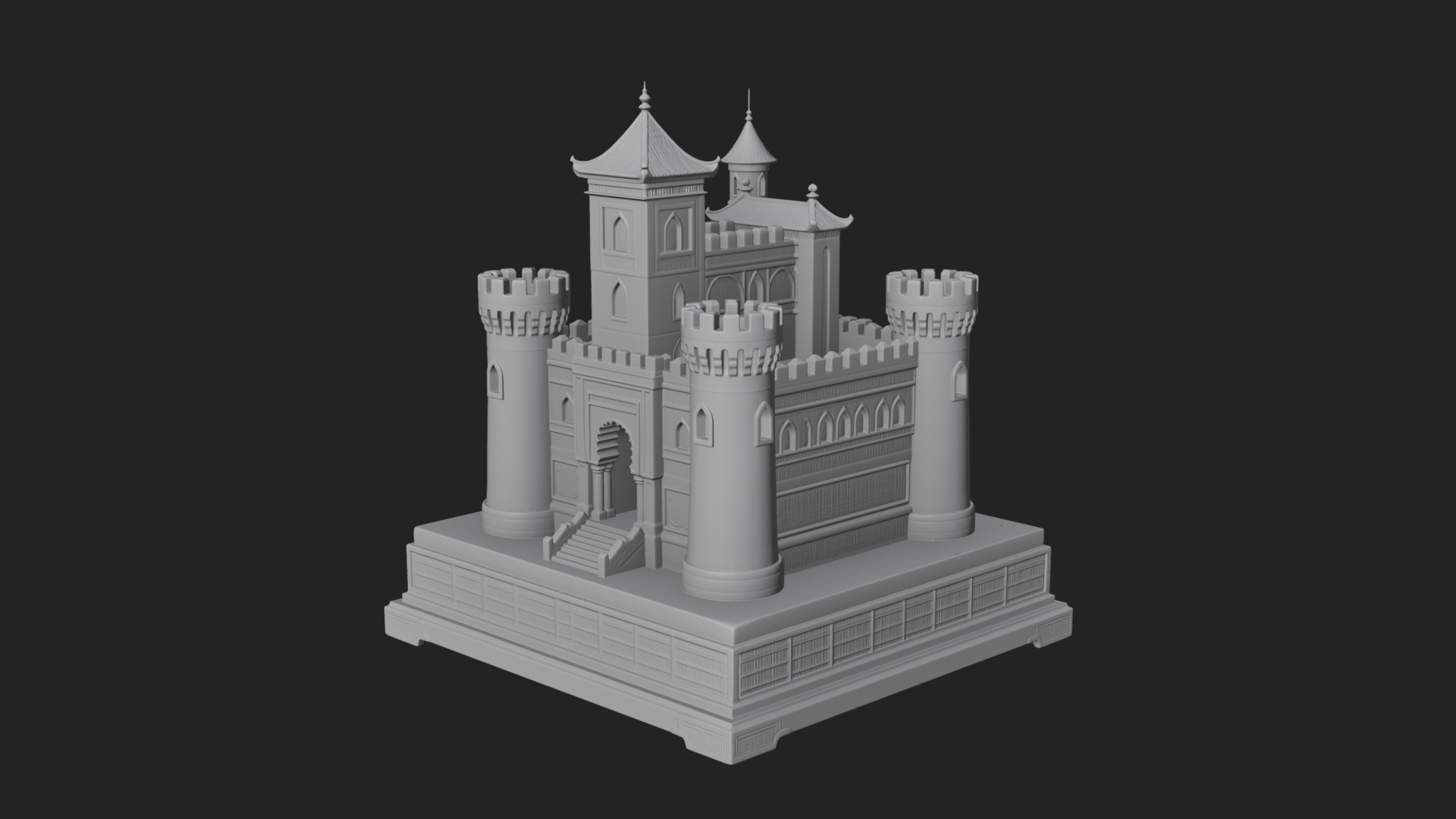 Battlement Castle Tower Design 7 3D Print Model 3D Model