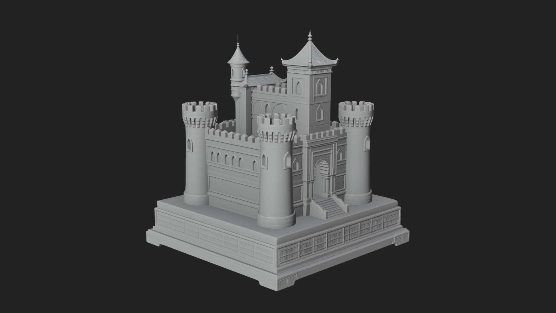 Battlement Castle Tower Design 7 3D Print Model 3D Model